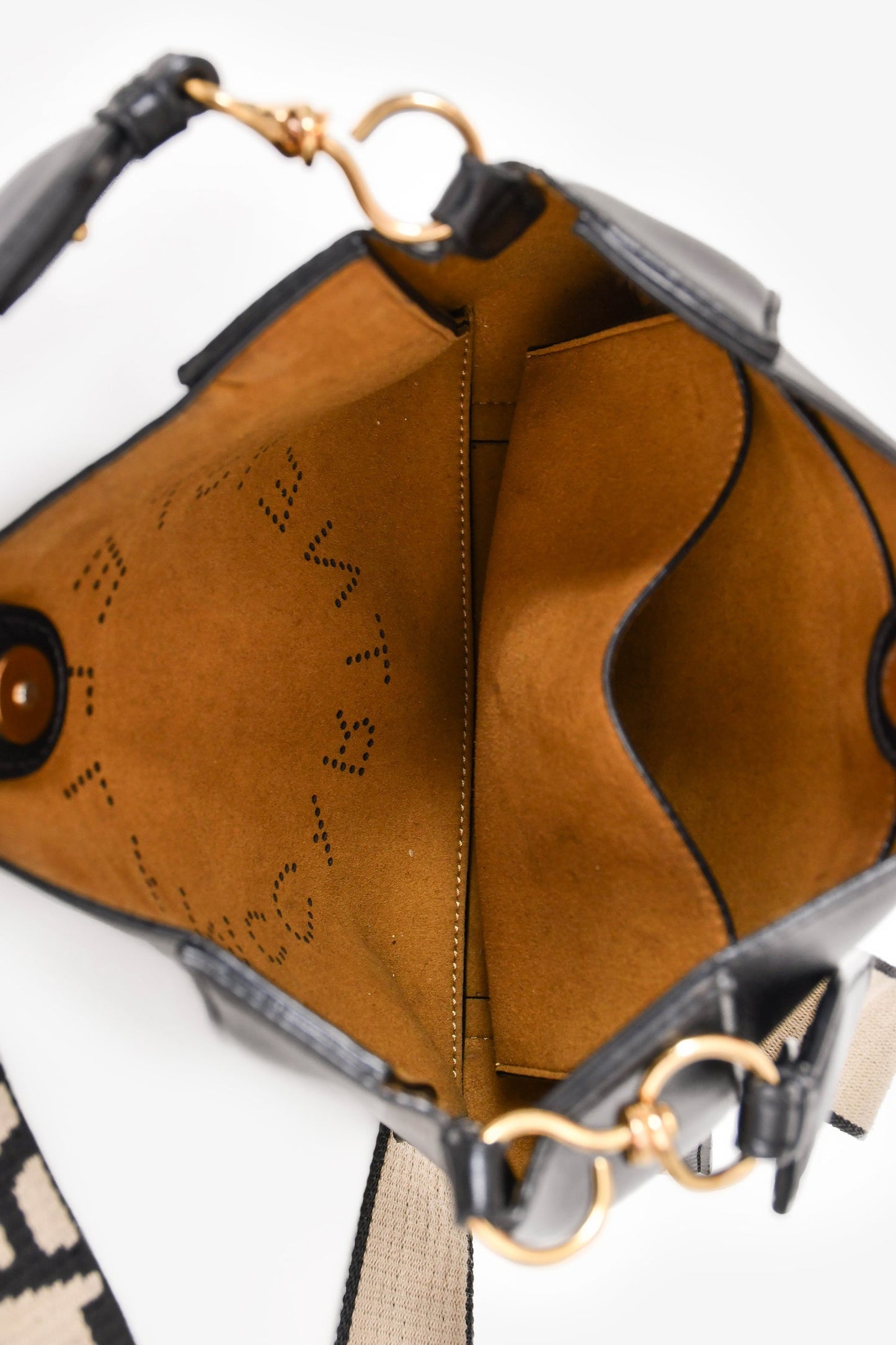 Stella McCartney Black Smooth Pleather Logo Square Crossbody Bag