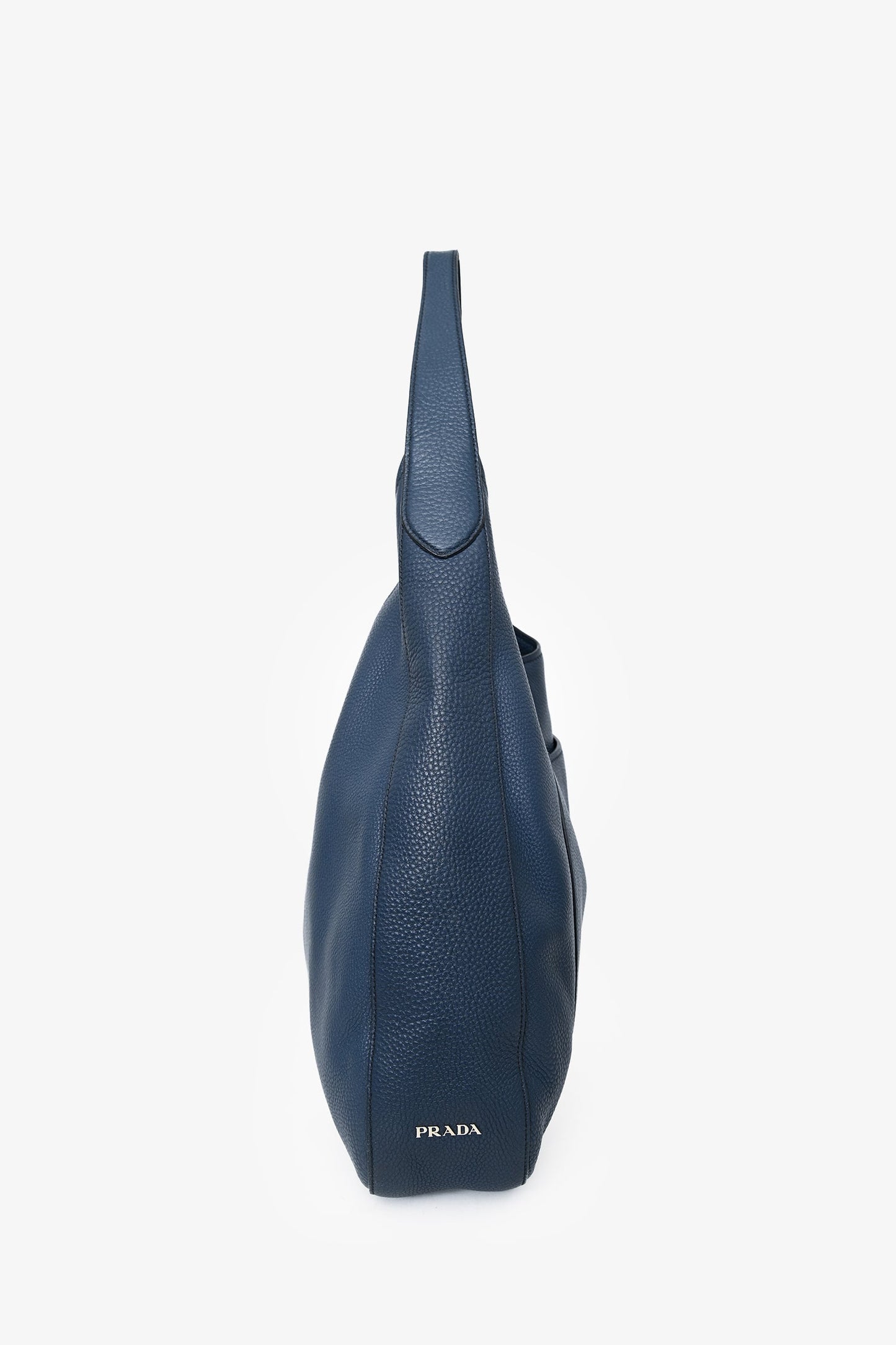 Prada Blue Leather Vitello Corsica Pocket Hobo Bag