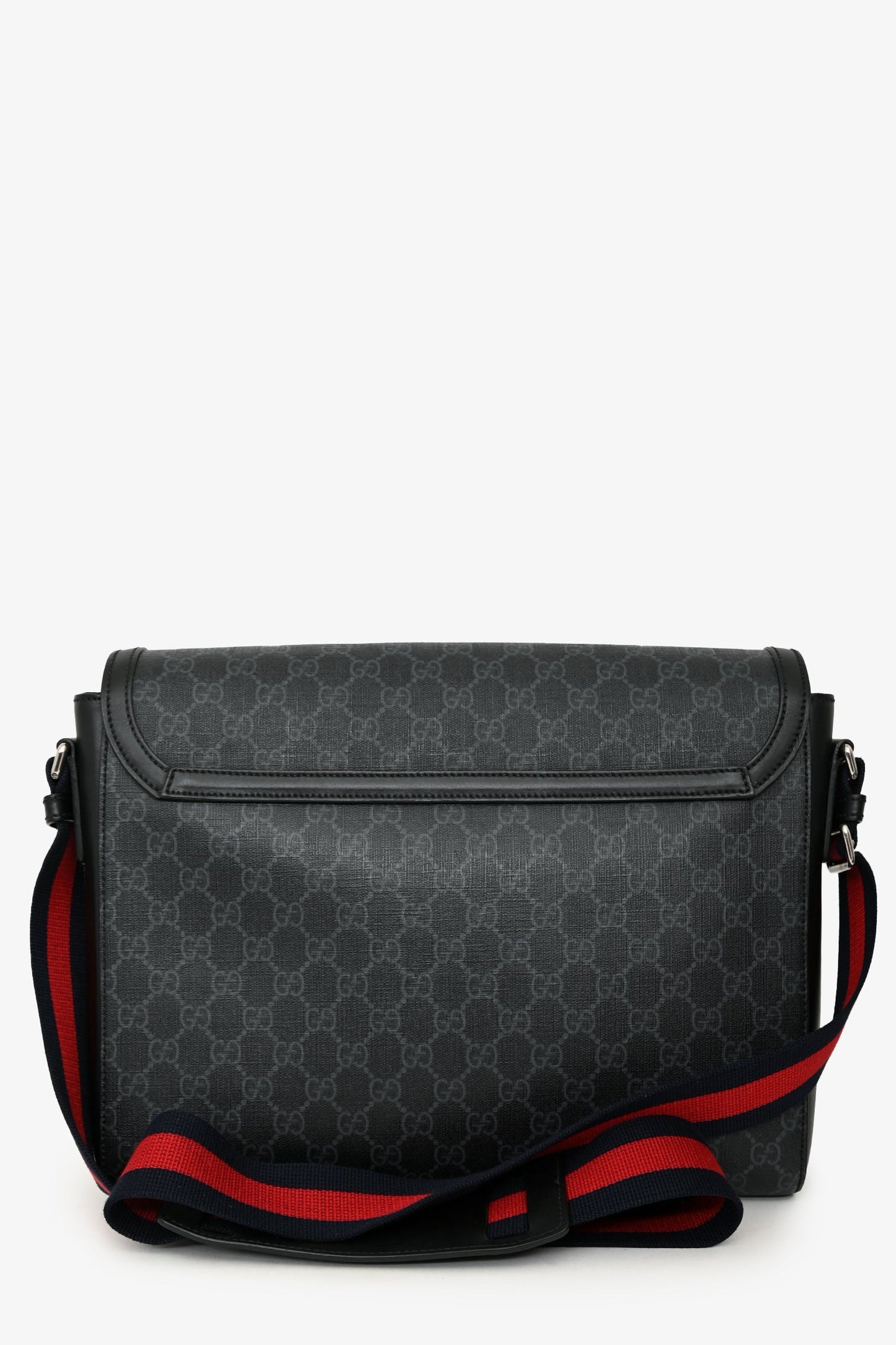 Gucci Black GG Cupreme Flap Web Strap Messenger Bag