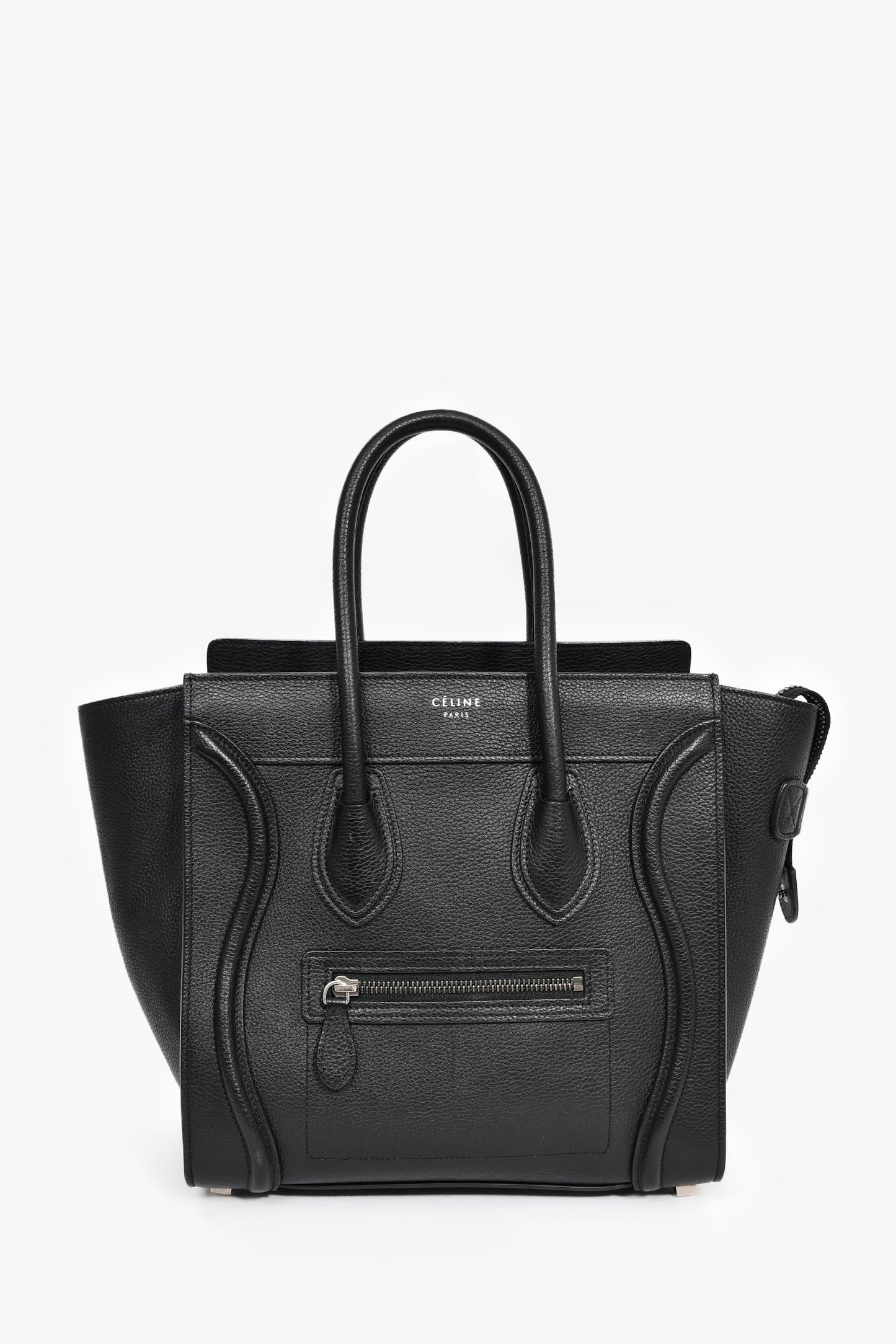 Celine Black Grained Leather Micro Luggage Tote