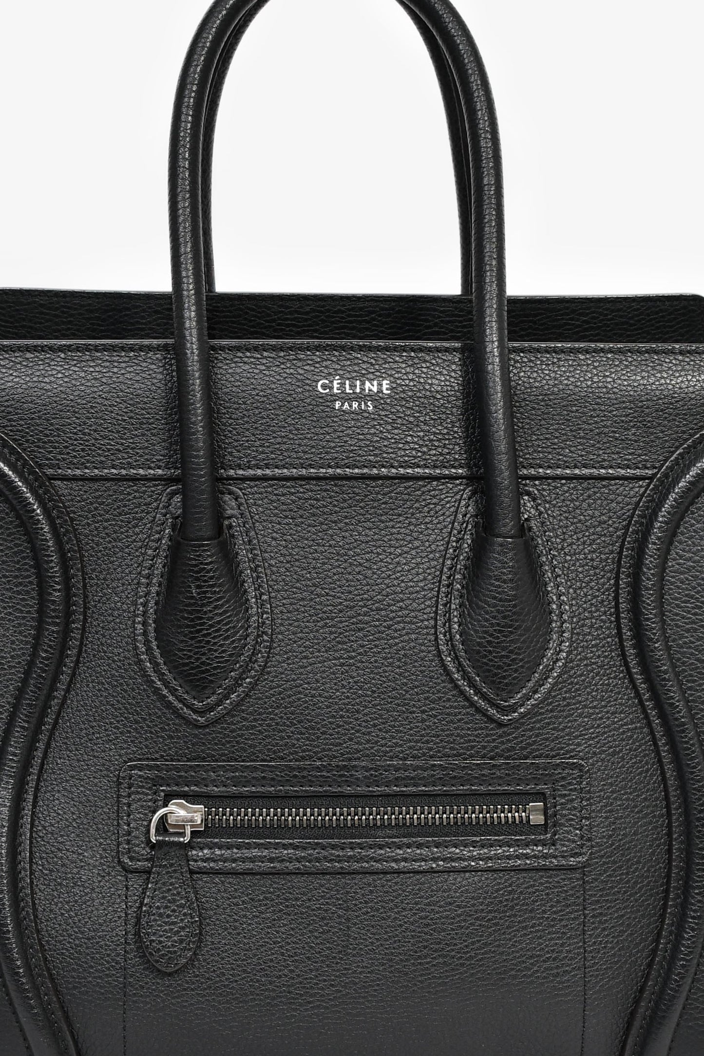 Celine Black Grained Leather Micro Luggage Tote