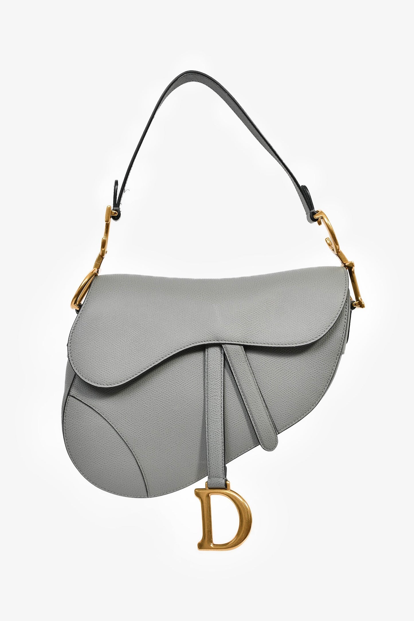 Christian Dior 2019 Grey Leather Classic Saddle Bag