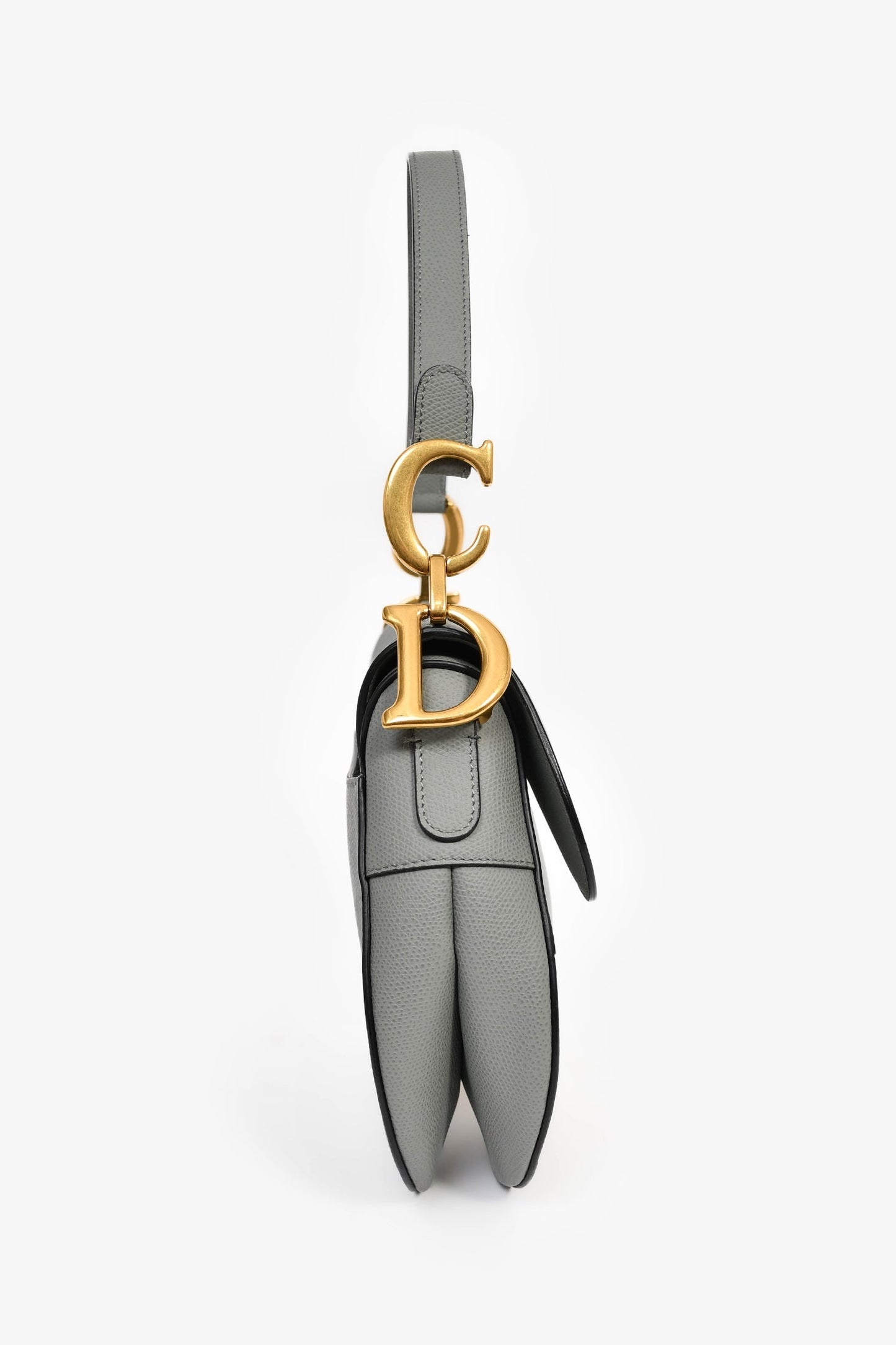 Christian Dior 2019 Grey Leather Classic Saddle Bag
