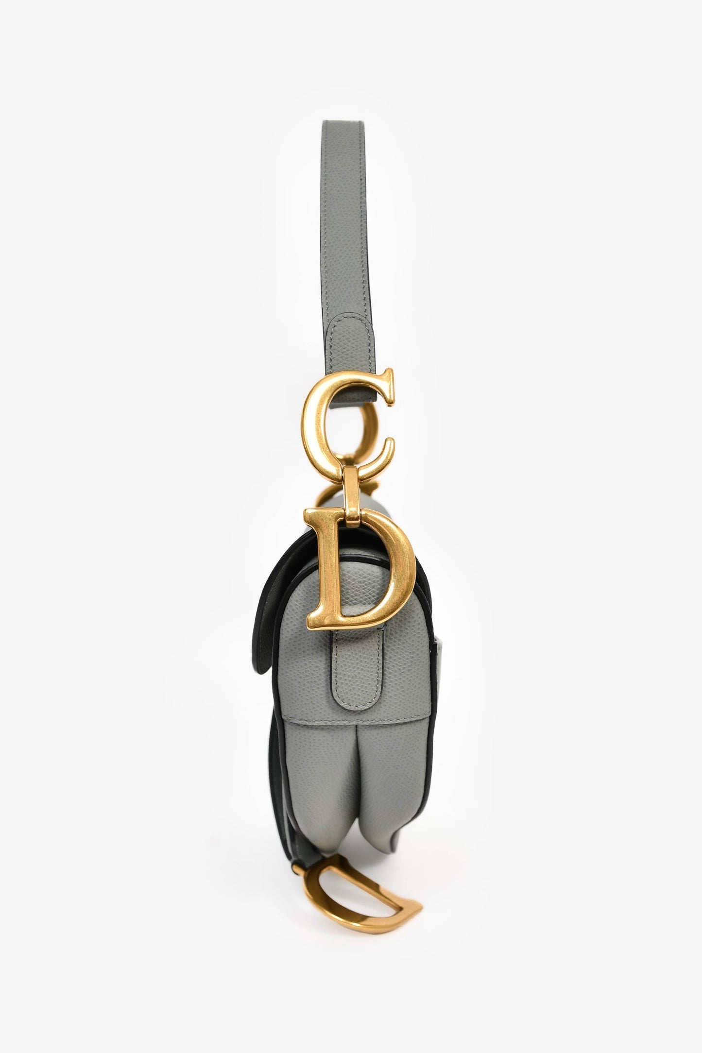 Christian Dior 2019 Grey Leather Classic Saddle Bag