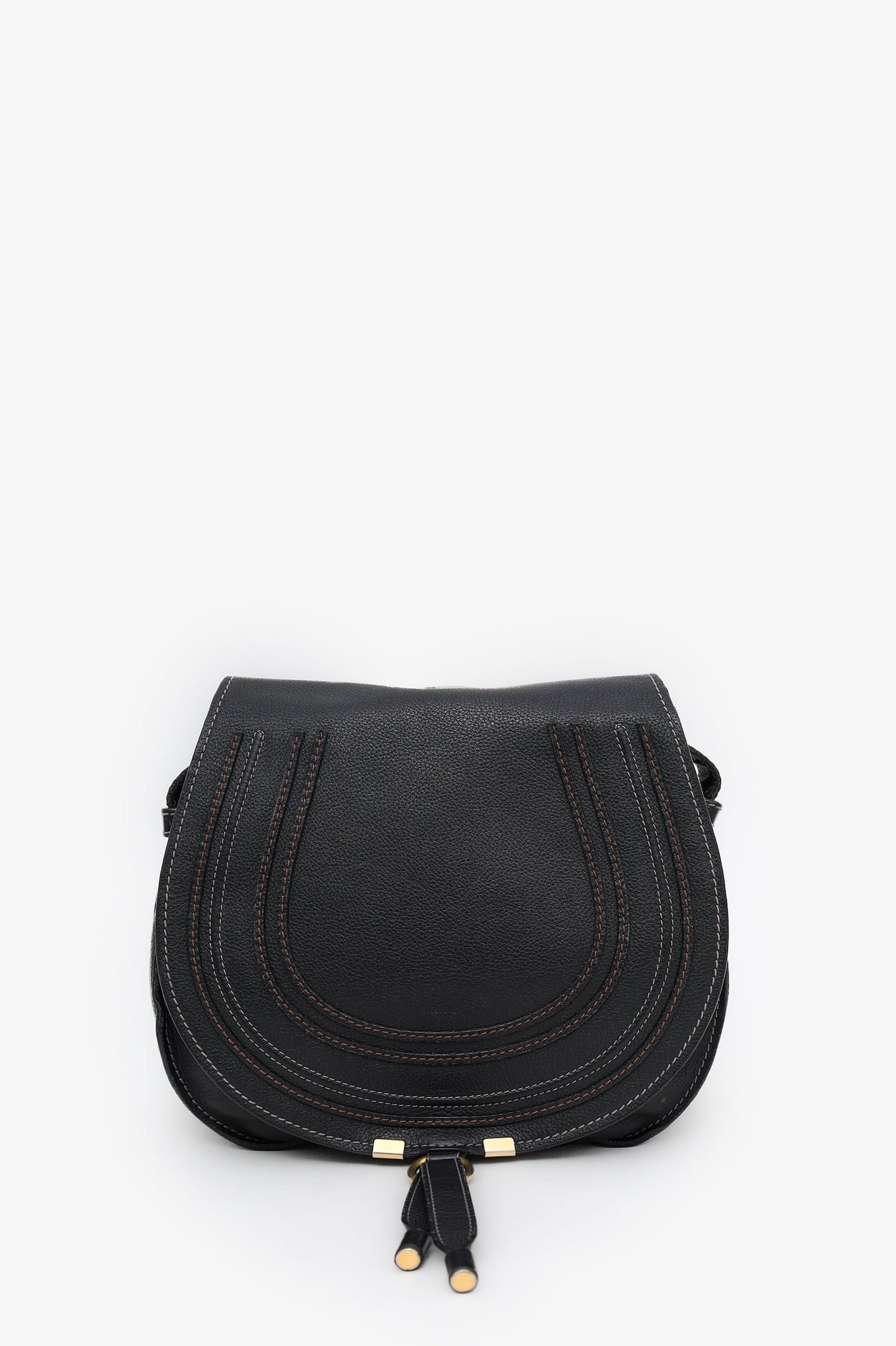 Chloe Black Grained Leather Marcie Saddle Bag