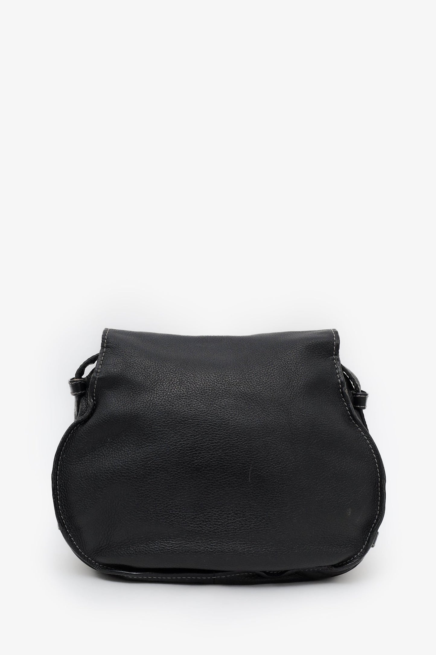 Chloe Black Grained Leather Marcie Saddle Bag