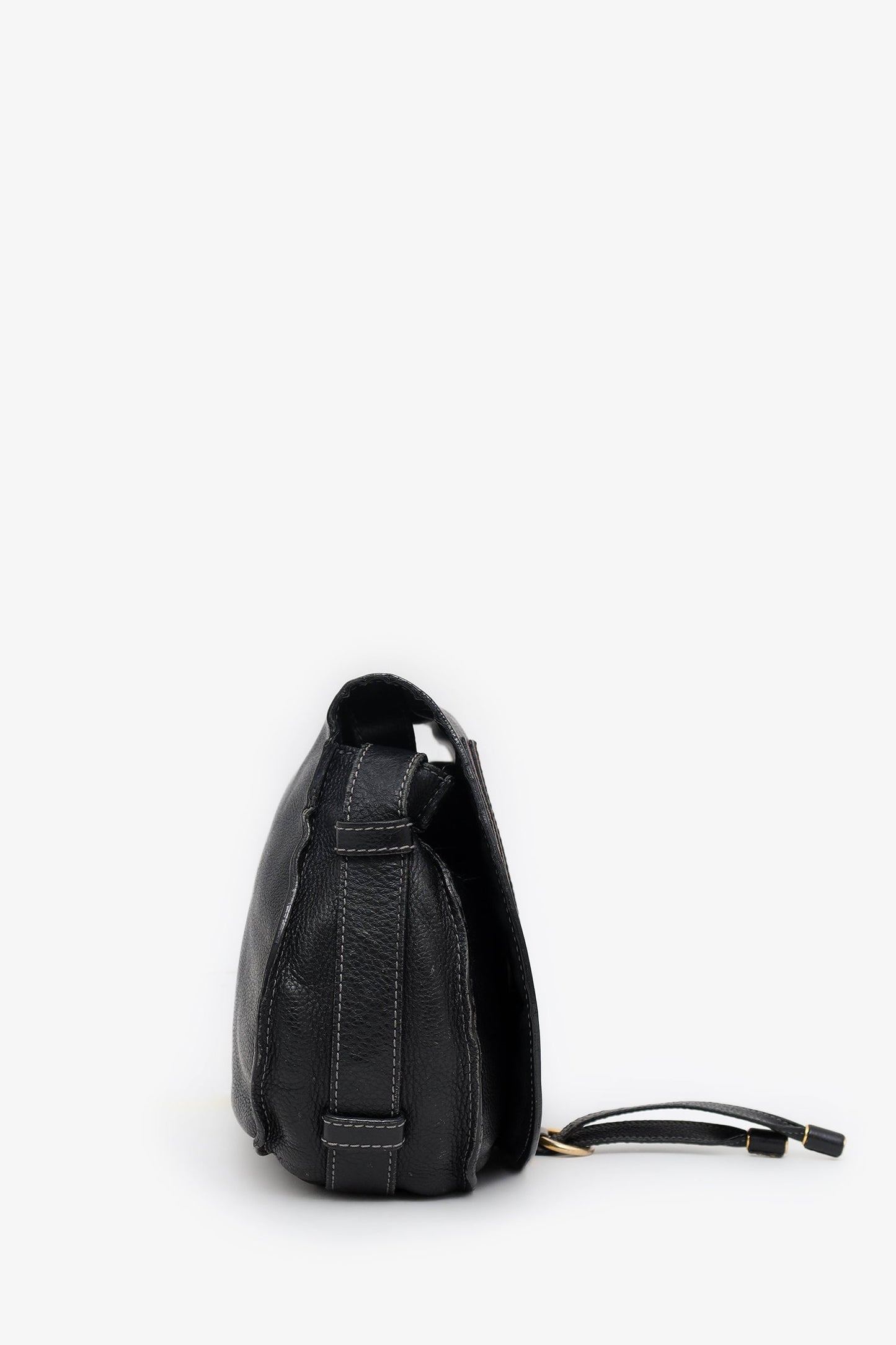 Chloe Black Grained Leather Marcie Saddle Bag
