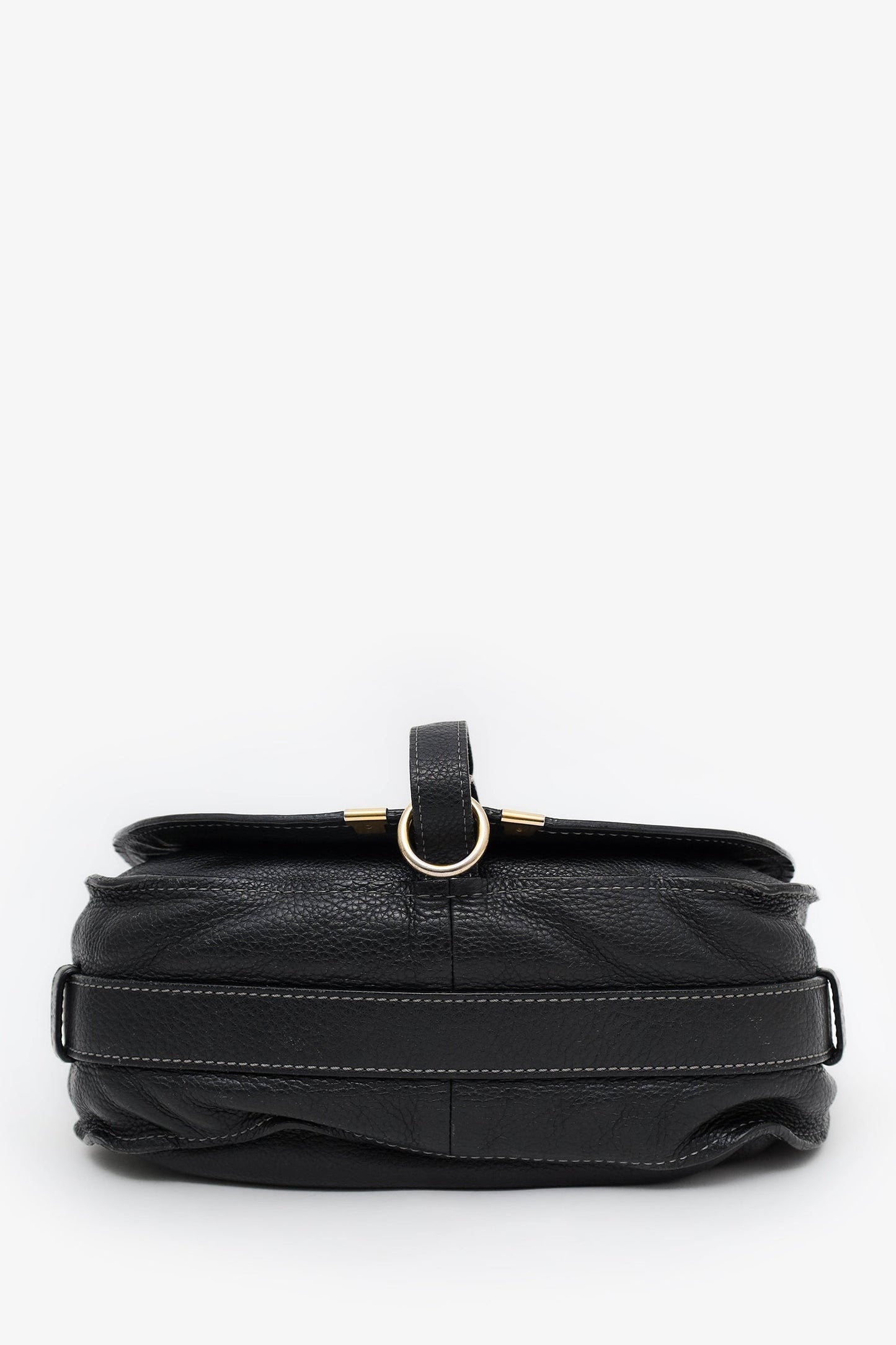 Chloe Black Grained Leather Marcie Saddle Bag