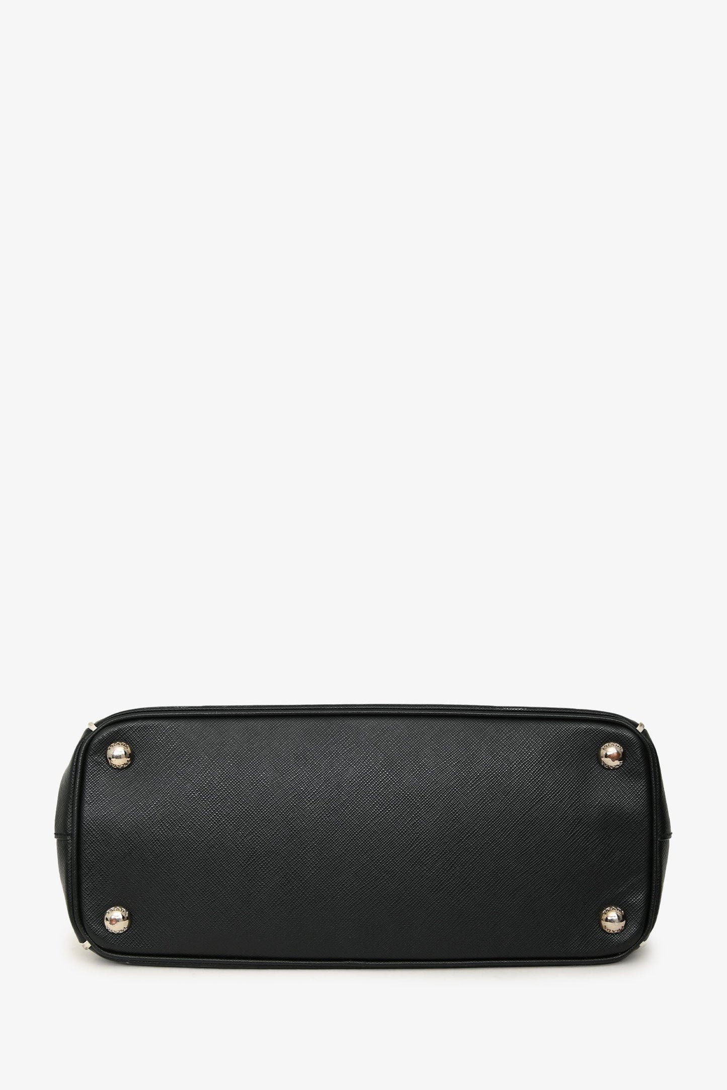 Prada Black/White Saffiano Small Double Zip Galleria Tote With Strap