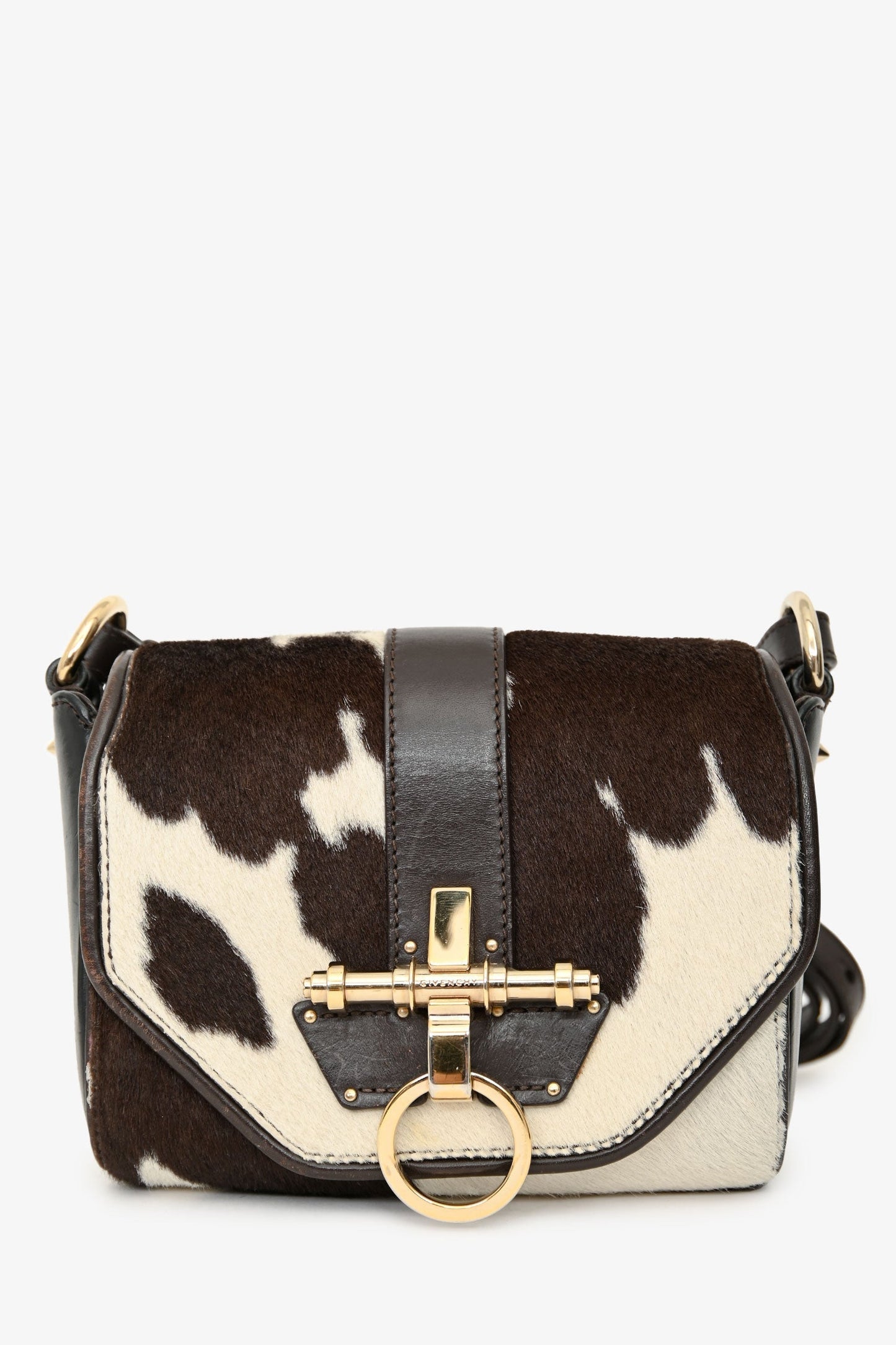 Givenchy White/Brown Pony Hair Obsedia Small Crossbody Bag