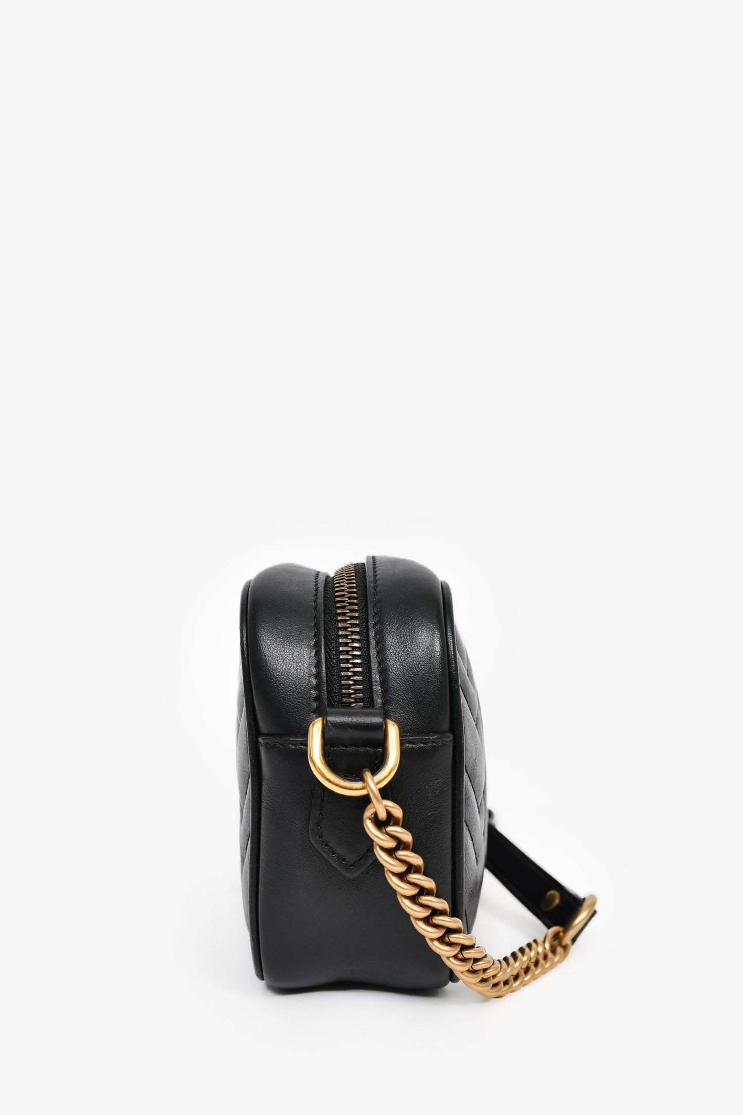 Gucci Black Leather GG Marmont Mini Camera Bag