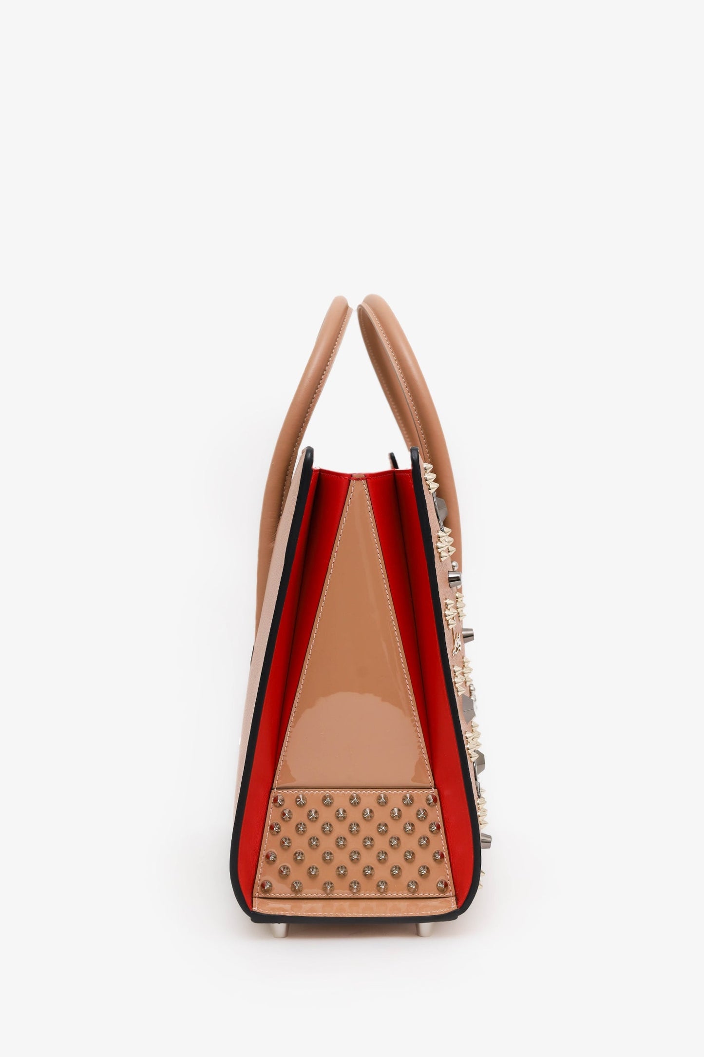 Christian Louboutin Blush Studded Leather Medium Paloma Top Handle With Strap