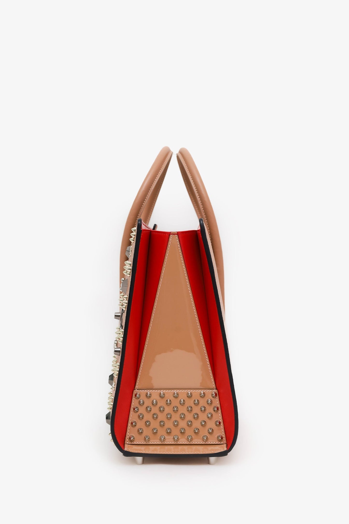 Christian Louboutin Blush Studded Leather Medium Paloma Top Handle With Strap