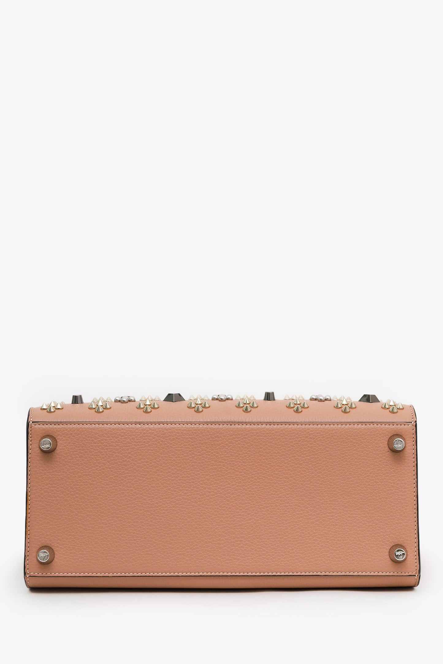 Christian Louboutin Blush Studded Leather Medium Paloma Top Handle With Strap