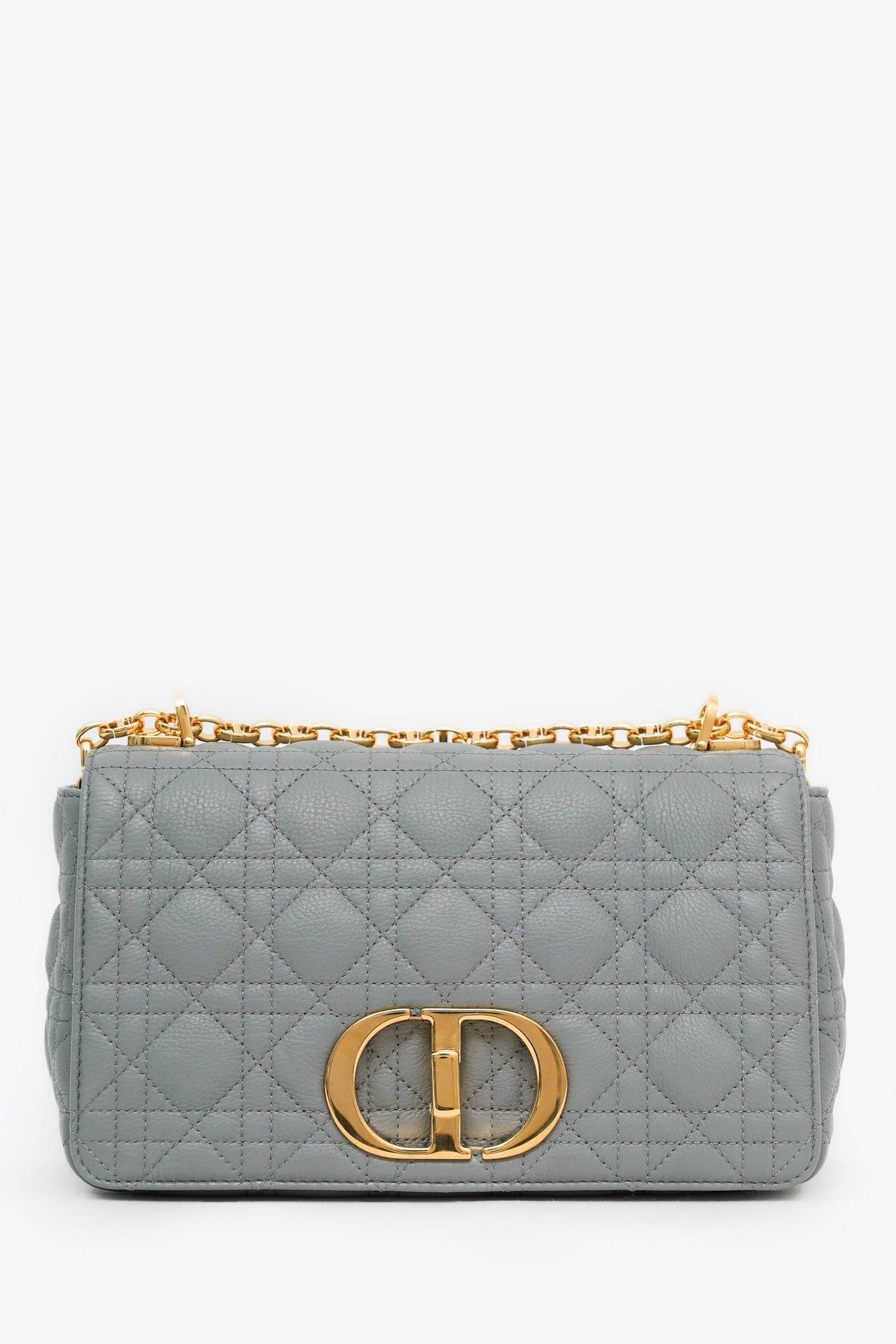 Christian Dior 2021 Blue Cannage Leather Medium Caro Shoulder Bag
