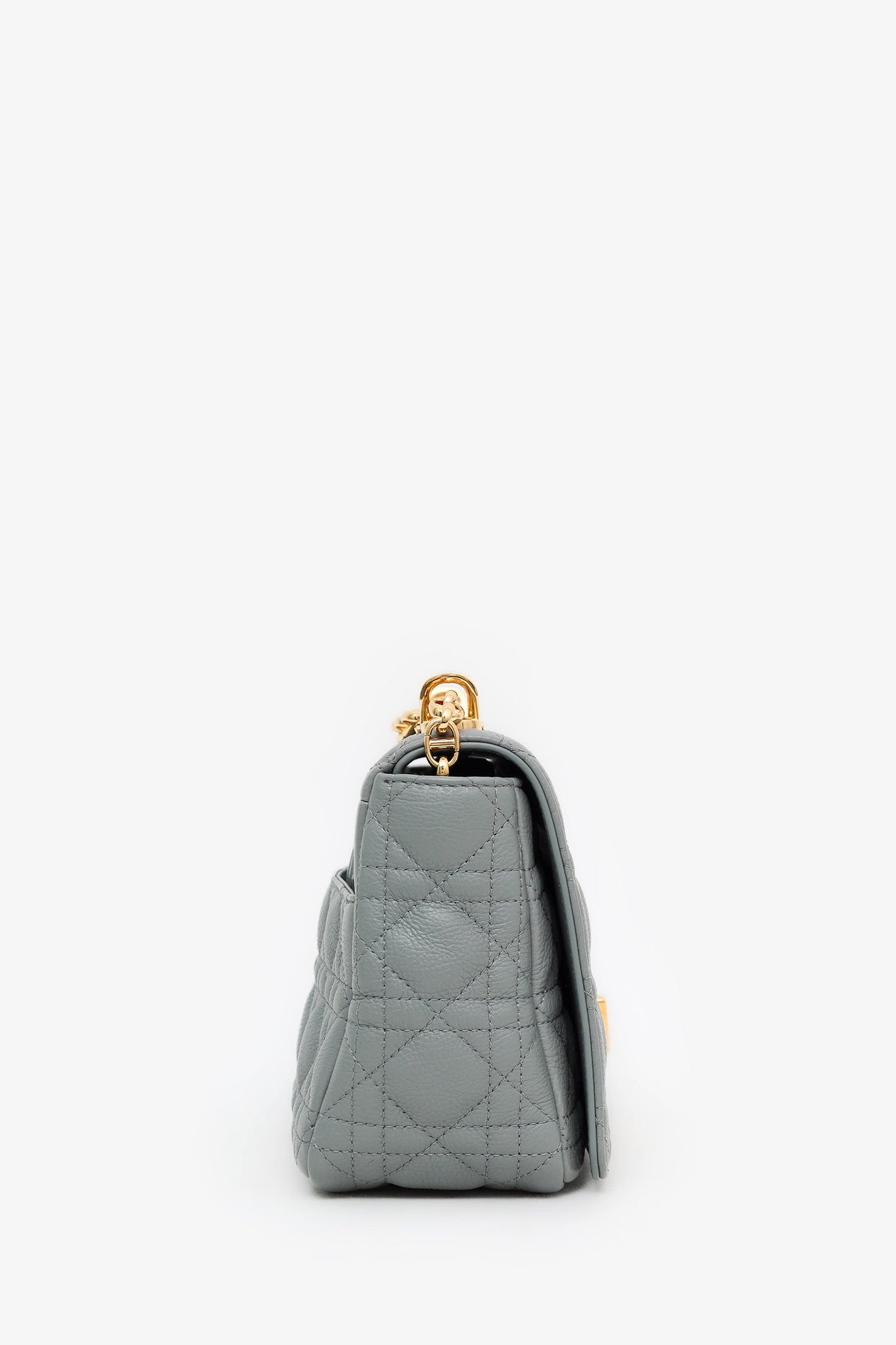Christian Dior 2021 Blue Cannage Leather Medium Caro Shoulder Bag