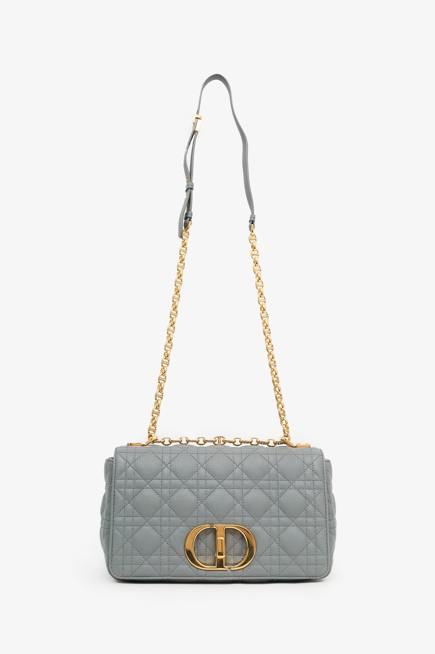 Christian Dior 2021 Blue Cannage Leather Medium Caro Shoulder Bag