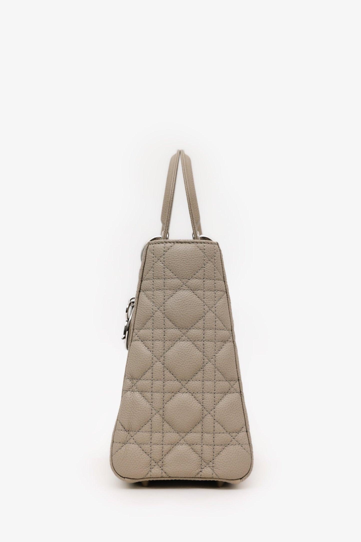 Christian Dior 2022 Taupe Grained Cannage Calfskin Medium Lady Dior Bag With Strap