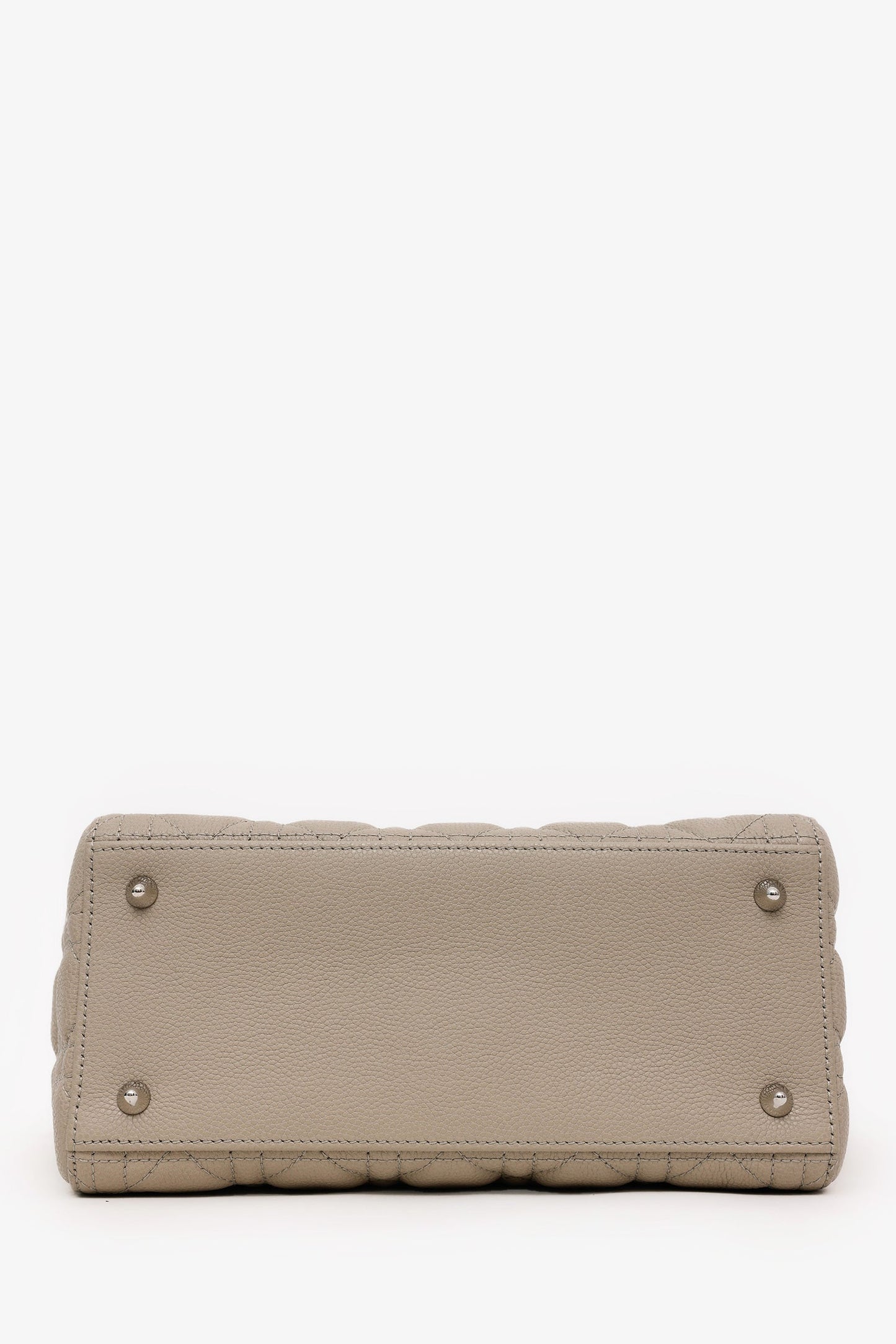 Christian Dior 2022 Taupe Grained Cannage Calfskin Medium Lady Dior Bag With Strap