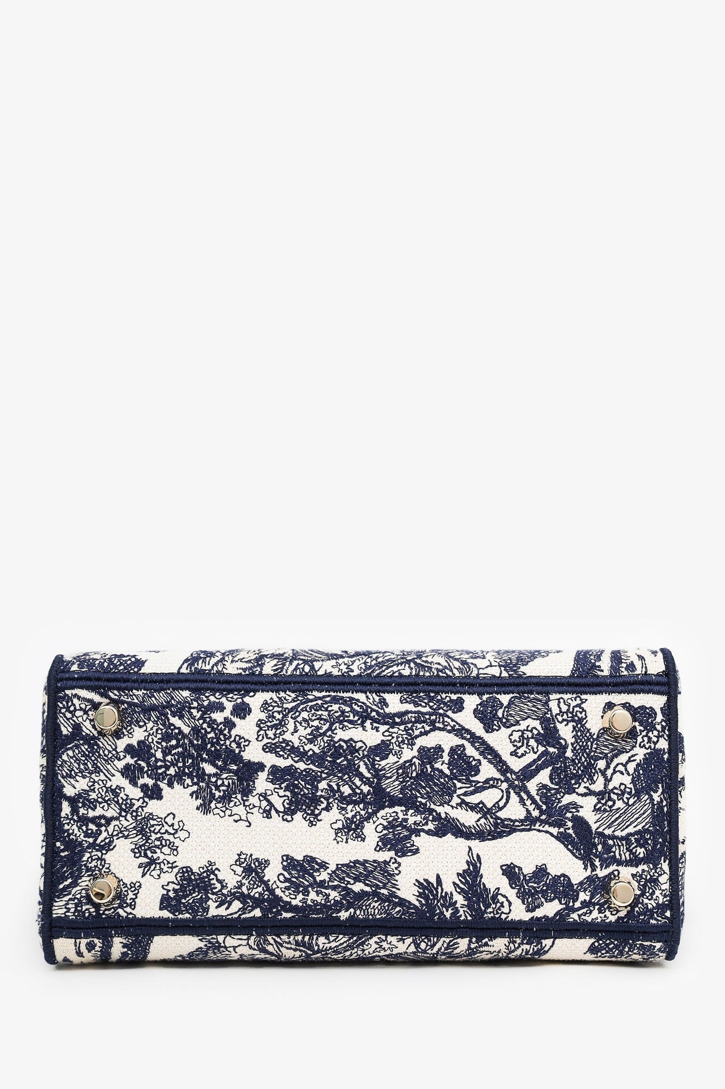 Christian Dior 2022 Navy/White Jacquard D-Lite Medium Top Handle With Strap