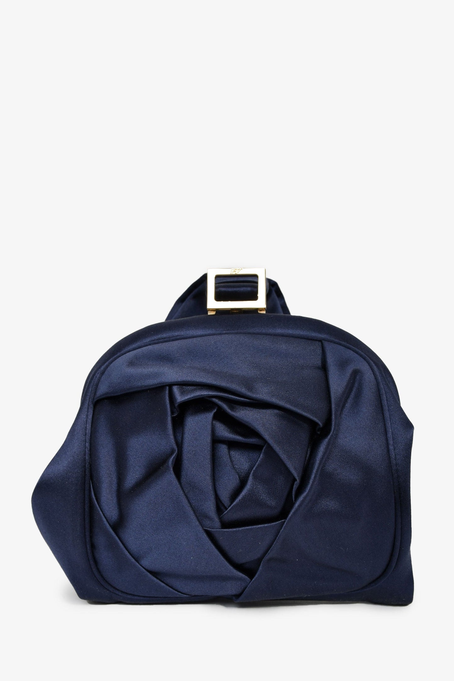 Roger Vivier Navy Blue Satin Top Handle Bag