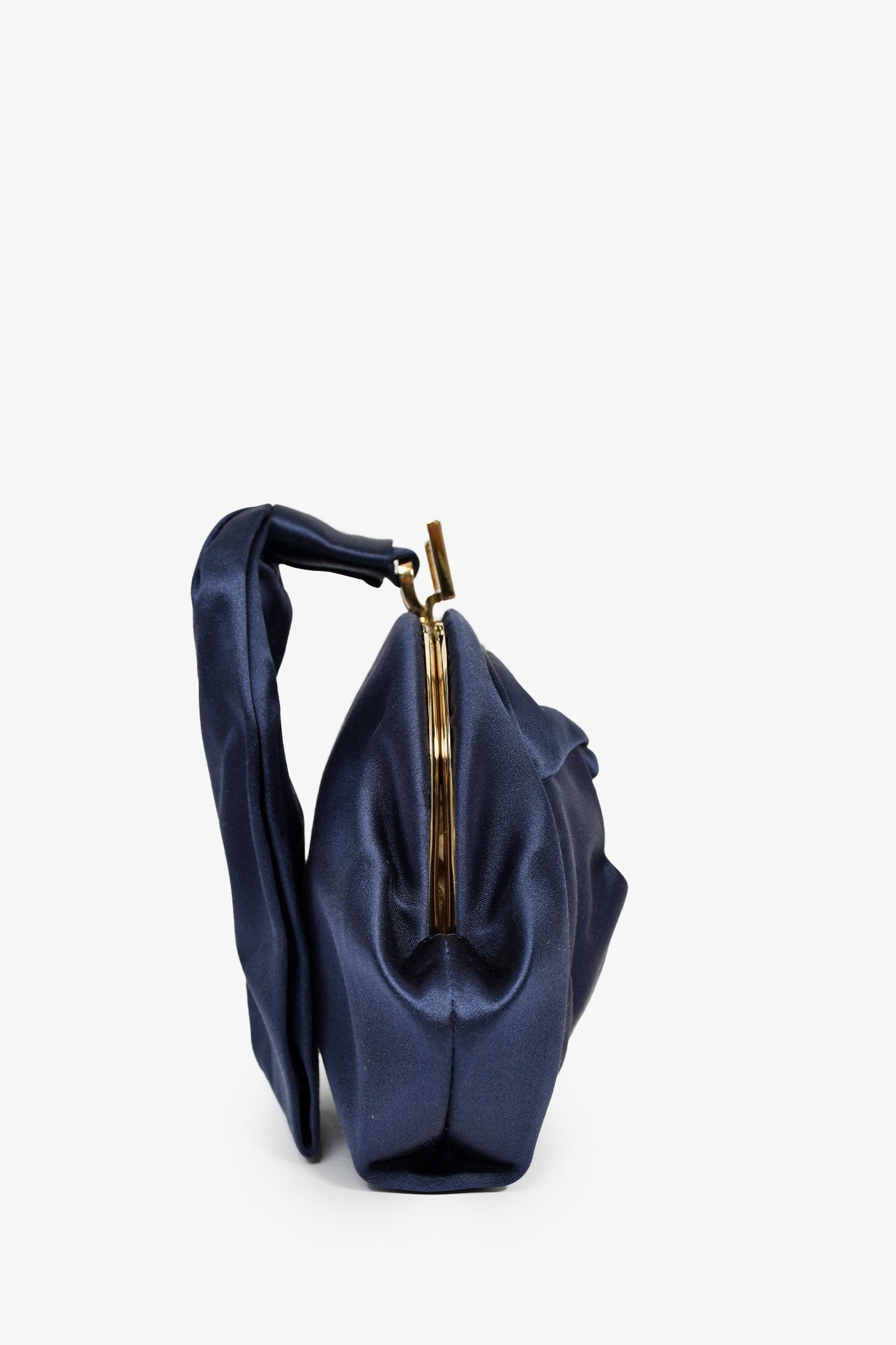 Roger Vivier Navy Blue Satin Top Handle Bag