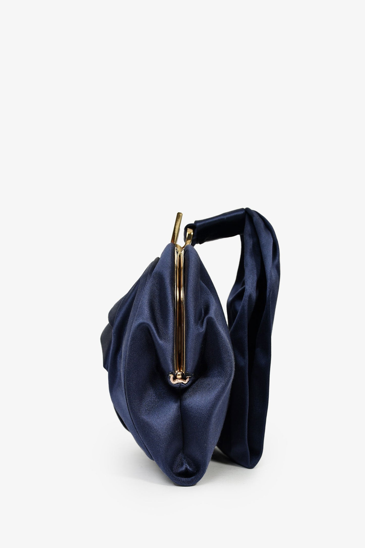 Roger Vivier Navy Blue Satin Top Handle Bag