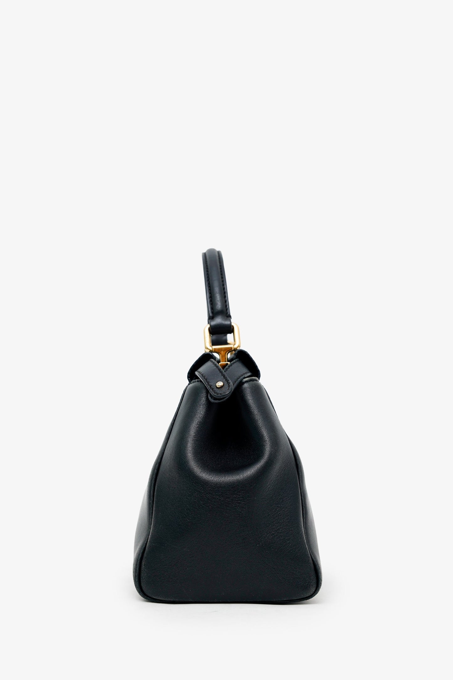 Fendi Black Soft Leather Small 'Peekaboo' Bag With Strap