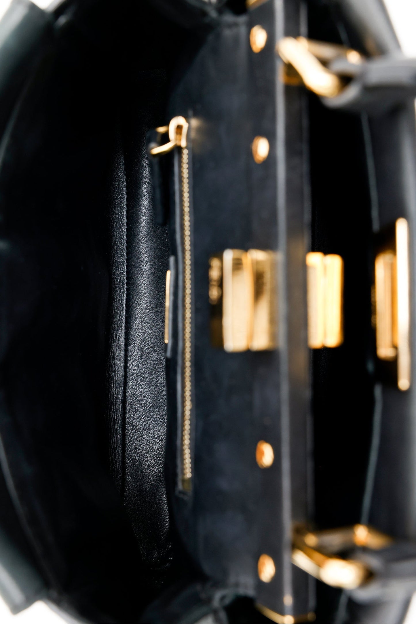 Fendi Black Soft Leather Small 'Peekaboo' Bag With Strap