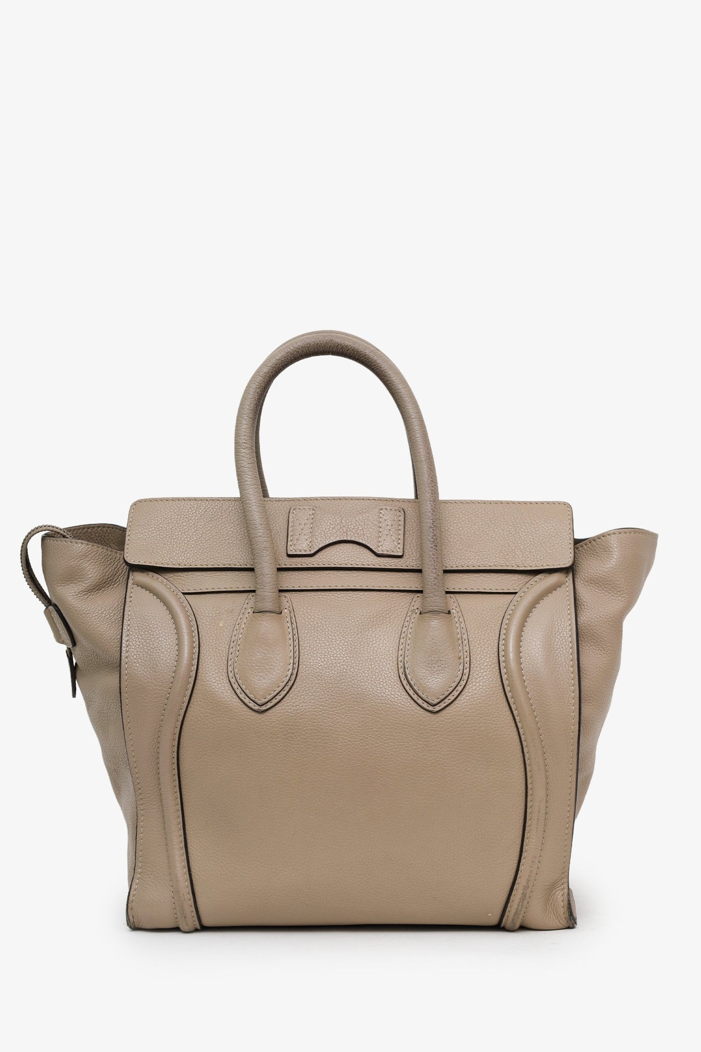 Celine Taupe Grained Leather Mini Luggage Tote