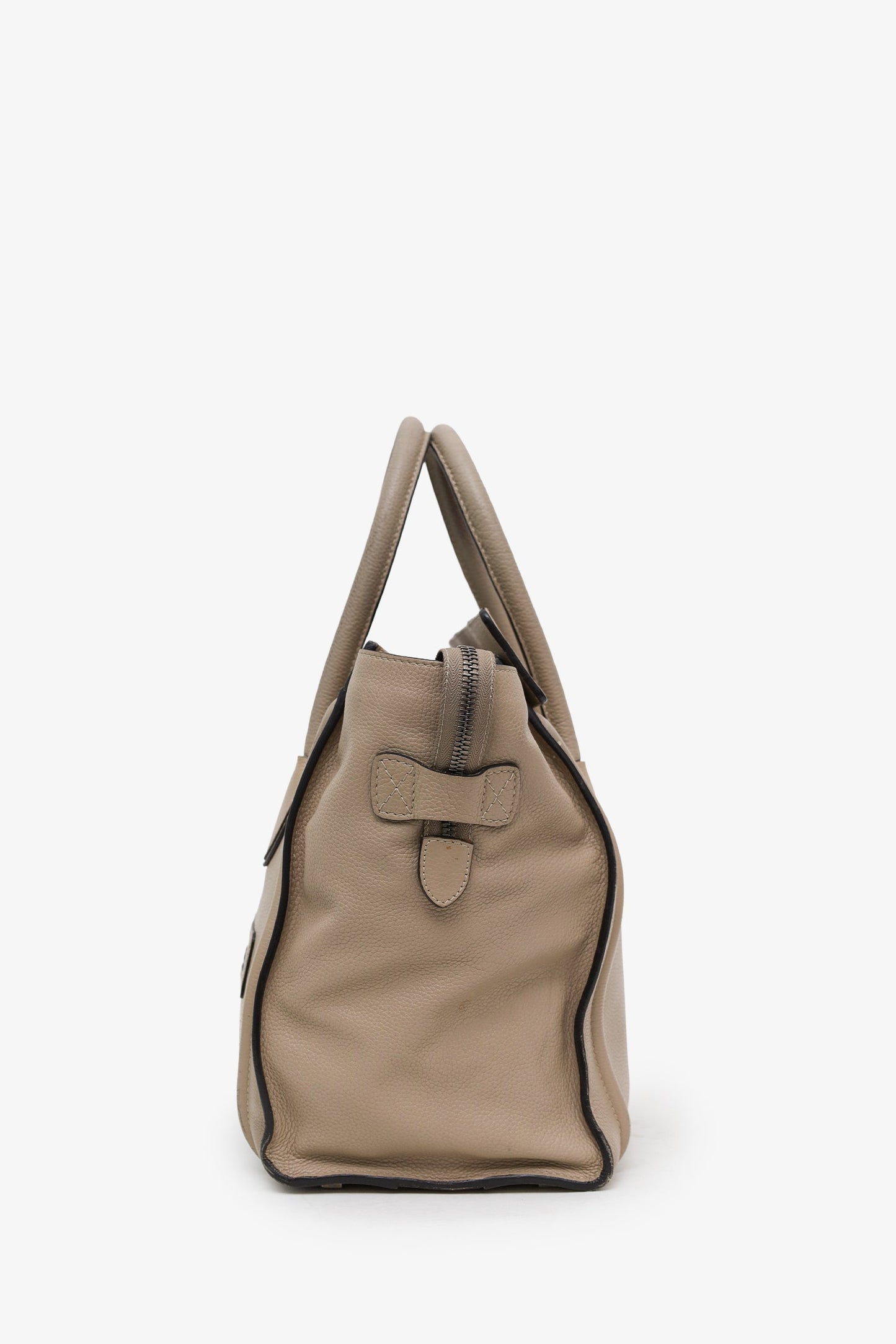 Celine Taupe Grained Leather Mini Luggage Tote