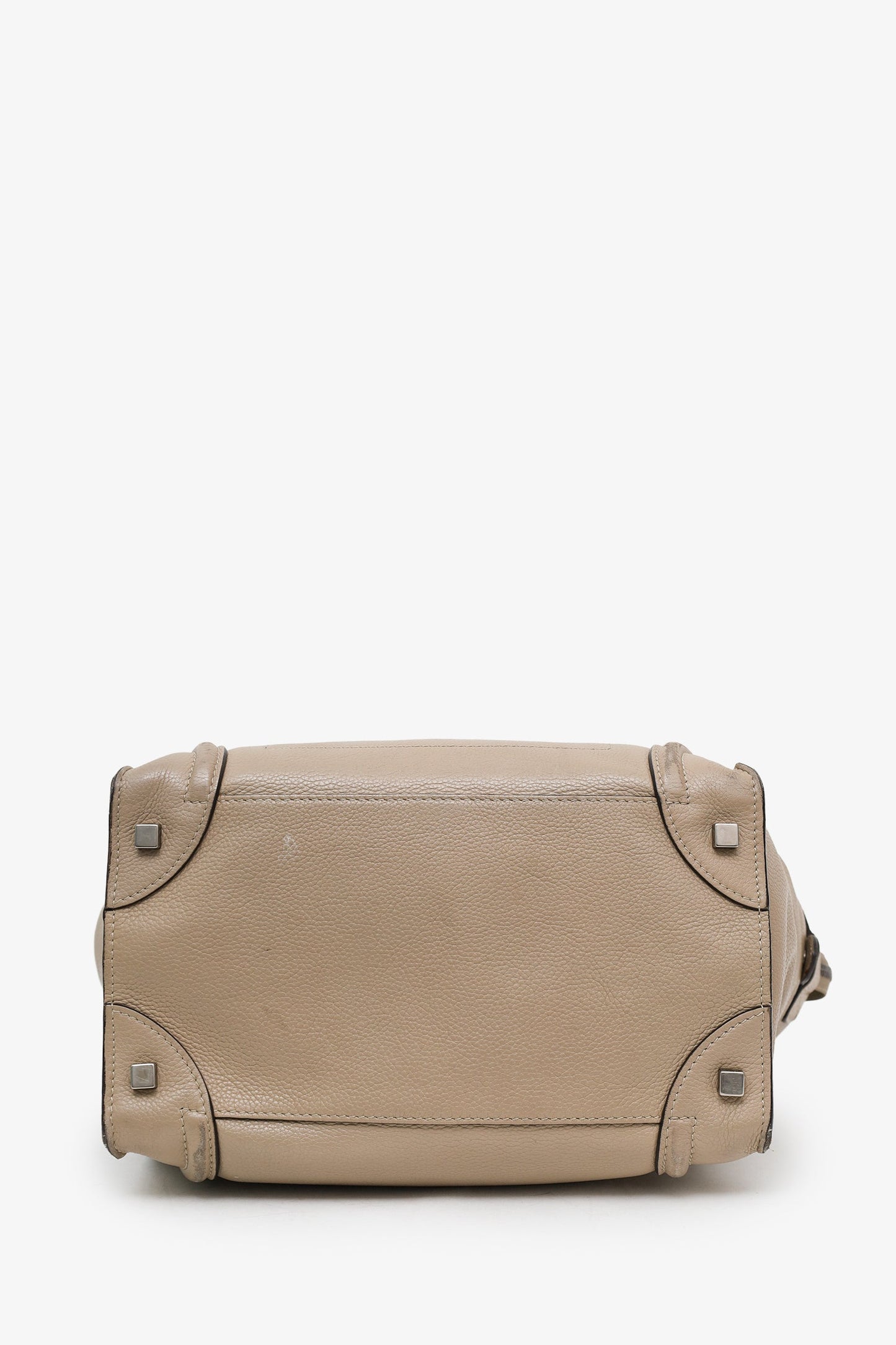 Celine Taupe Grained Leather Mini Luggage Tote
