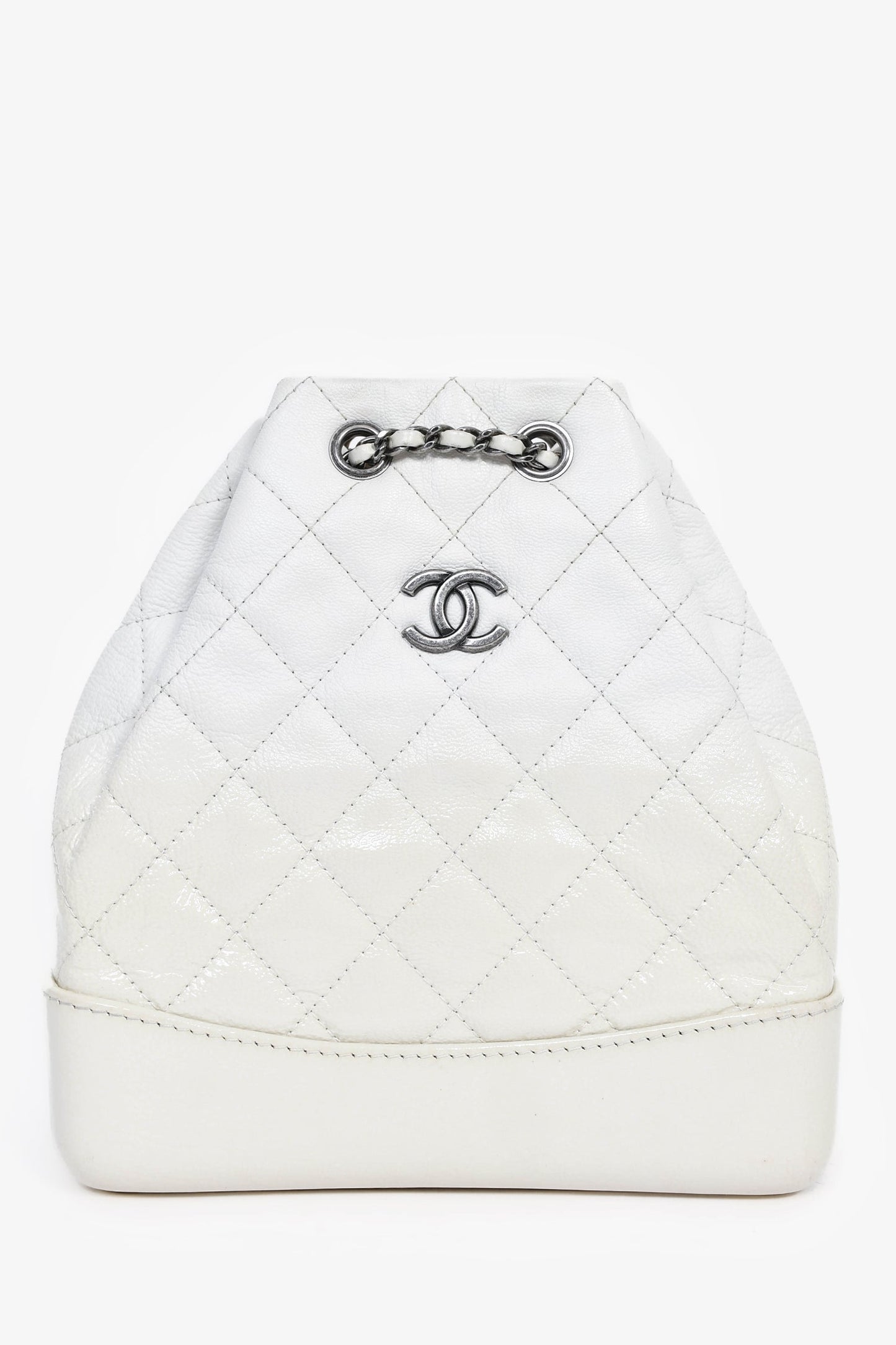 Chanel™ 2017/18 White Leather/Patent Small Gabrielle Backpack