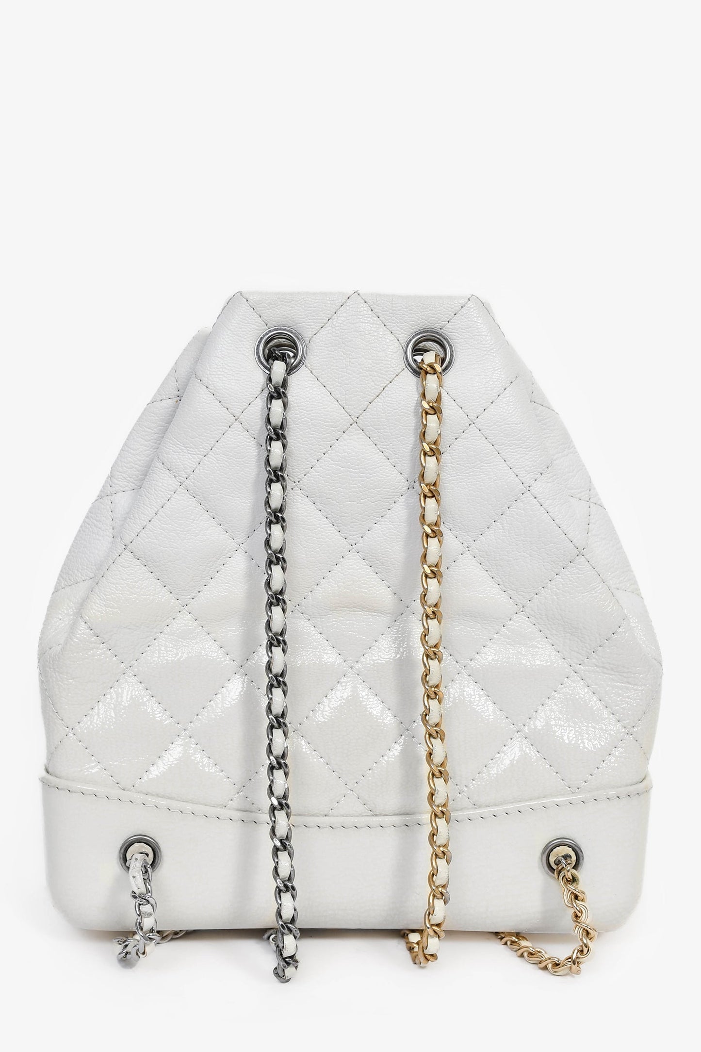 Chanel™ 2017/18 White Leather/Patent Small Gabrielle Backpack