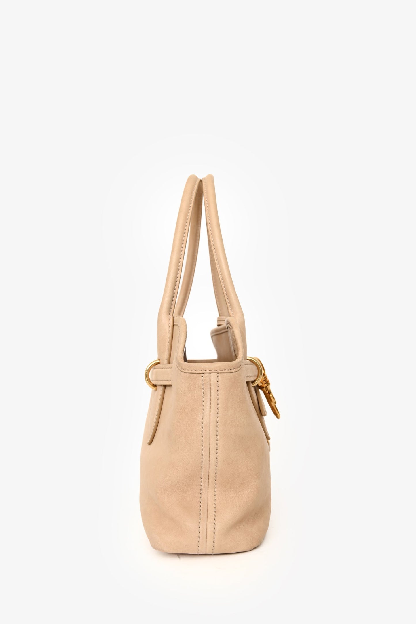 Miu Miu 2024 Runway Beige Nappa Leather Archive 2009 Aventure Top Handle Bag With Strap