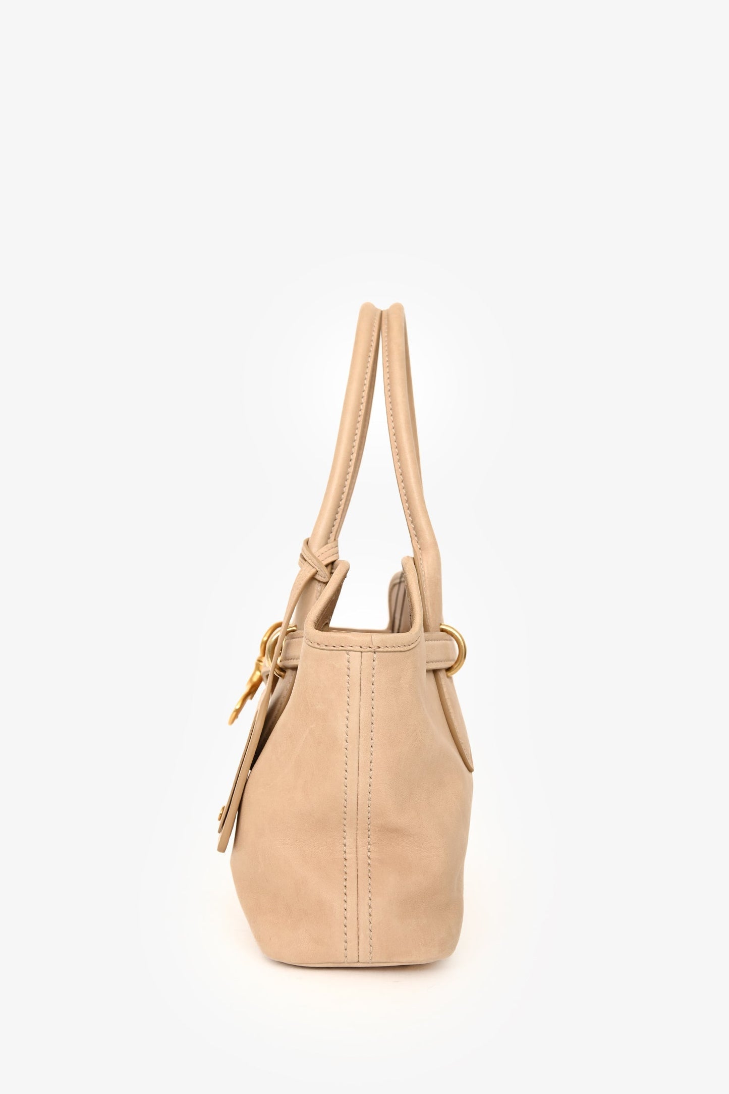 Miu Miu 2024 Runway Beige Nappa Leather Archive 2009 Aventure Top Handle Bag With Strap