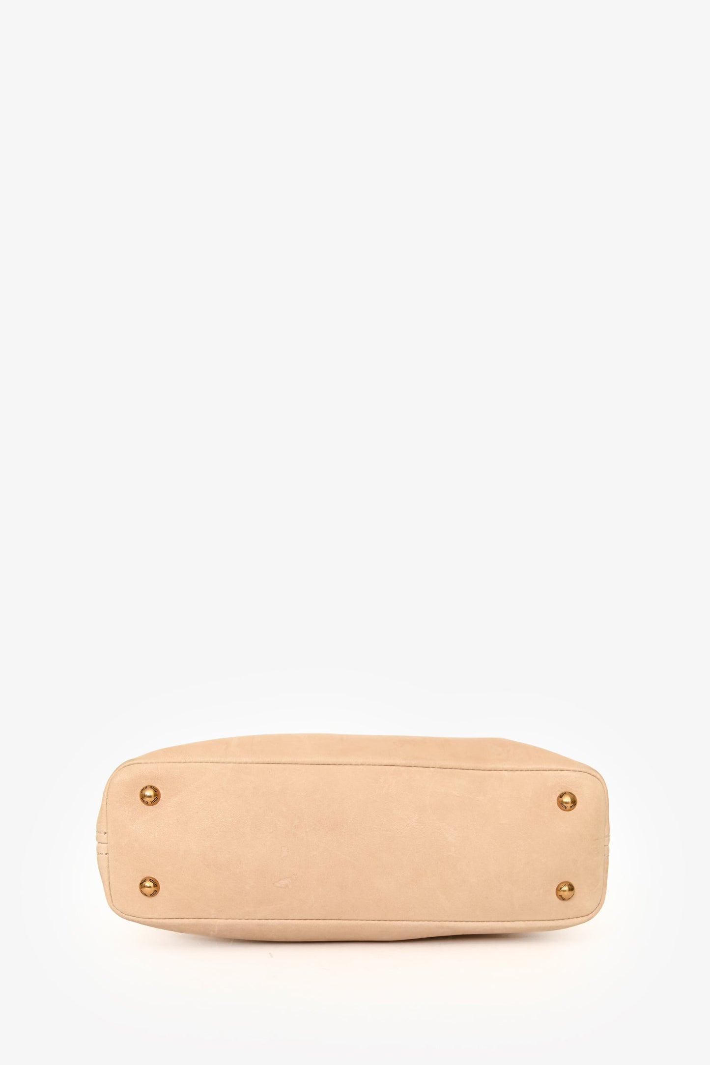Miu Miu 2024 Runway Beige Nappa Leather Archive 2009 Aventure Top Handle Bag With Strap
