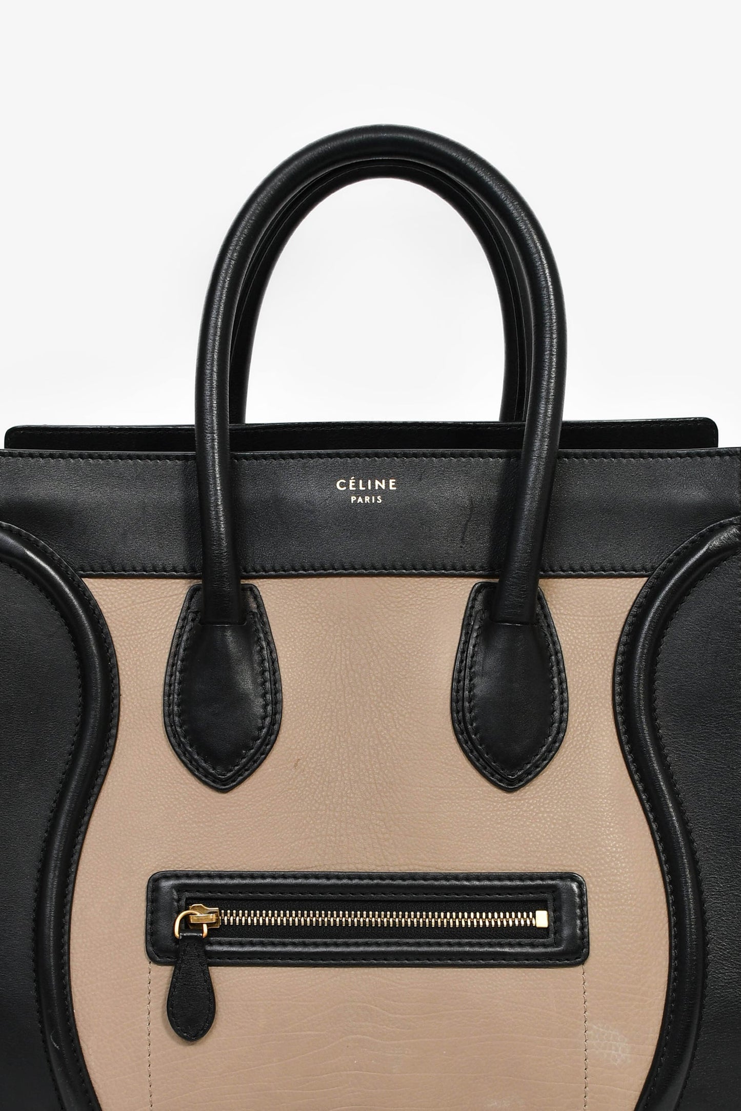Celine Taupe Tri-Coloured Small Luggage Tote