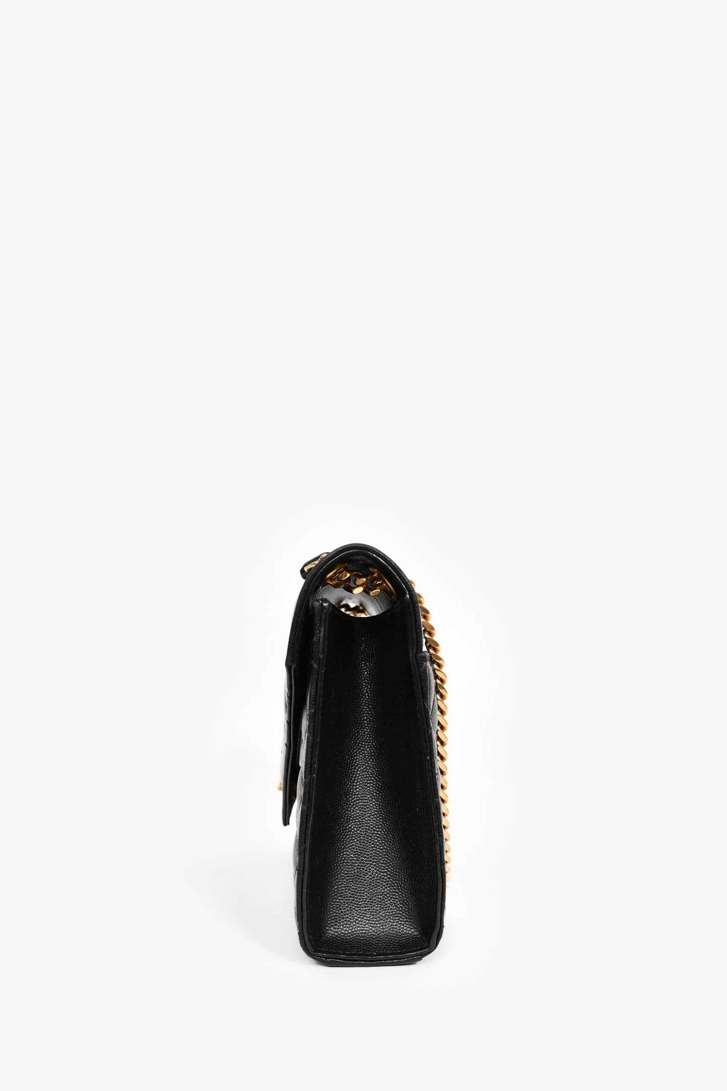 Saint Laurent Black Grained Leather Tri-Quilted Envelope Chain Medium Shoulder Bag