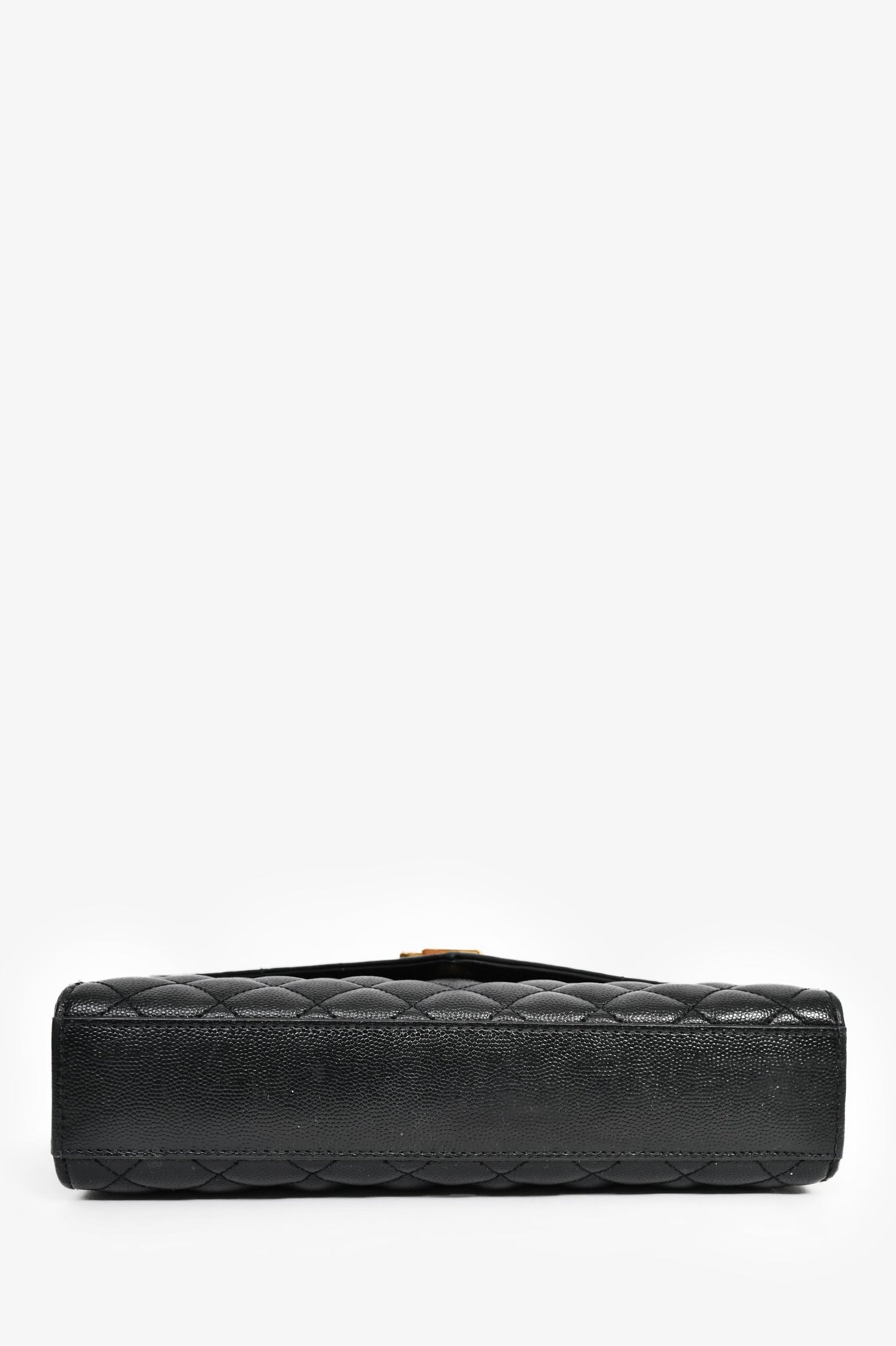 Saint Laurent Black Grained Leather Tri-Quilted Envelope Chain Medium Shoulder Bag