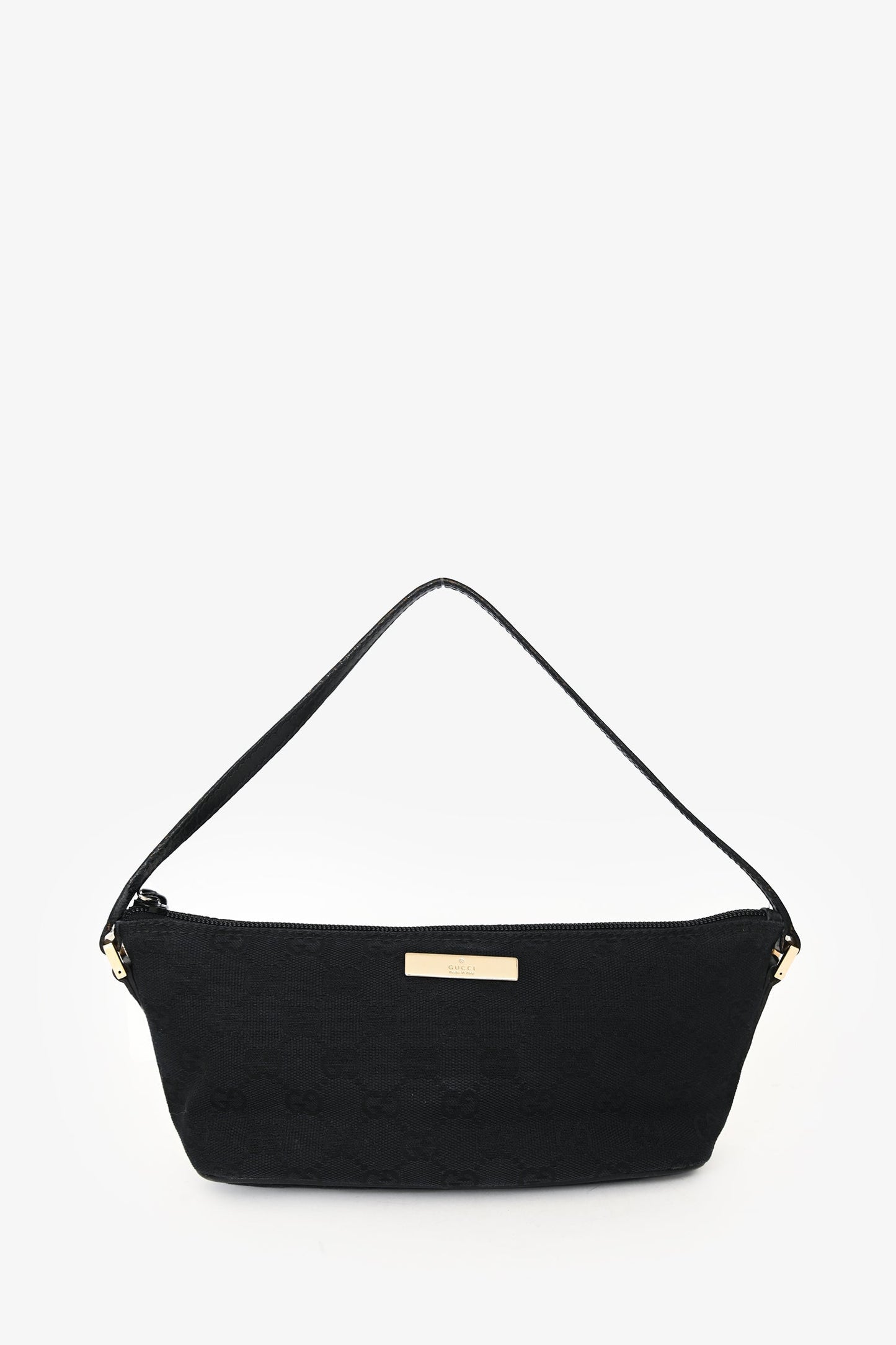 Gucci 2000 Vintage Black GG Canvas Boat Pochette Shoulder Bag