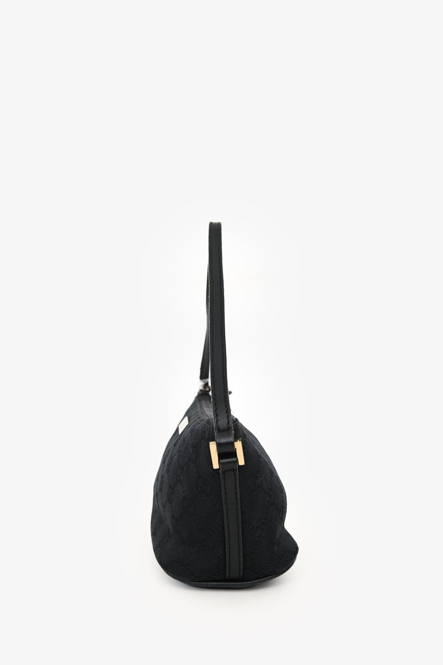 Gucci 2000 Vintage Black GG Canvas Boat Pochette Shoulder Bag