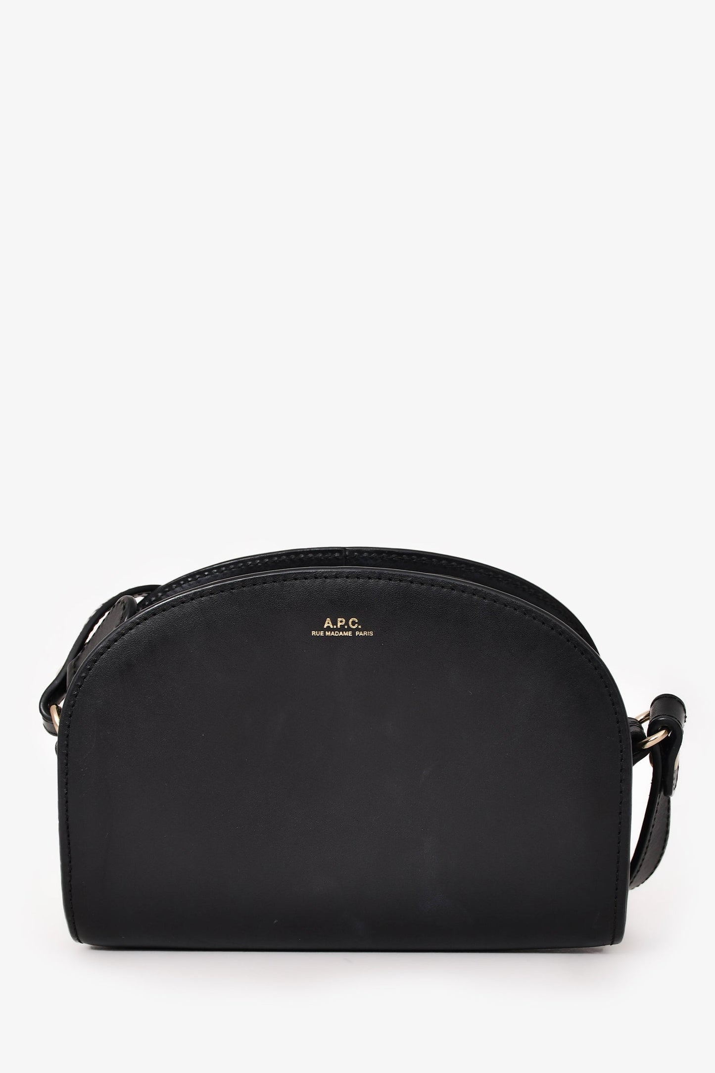 A.P.C. Black Leather Demi Lune Crossbody Bag
