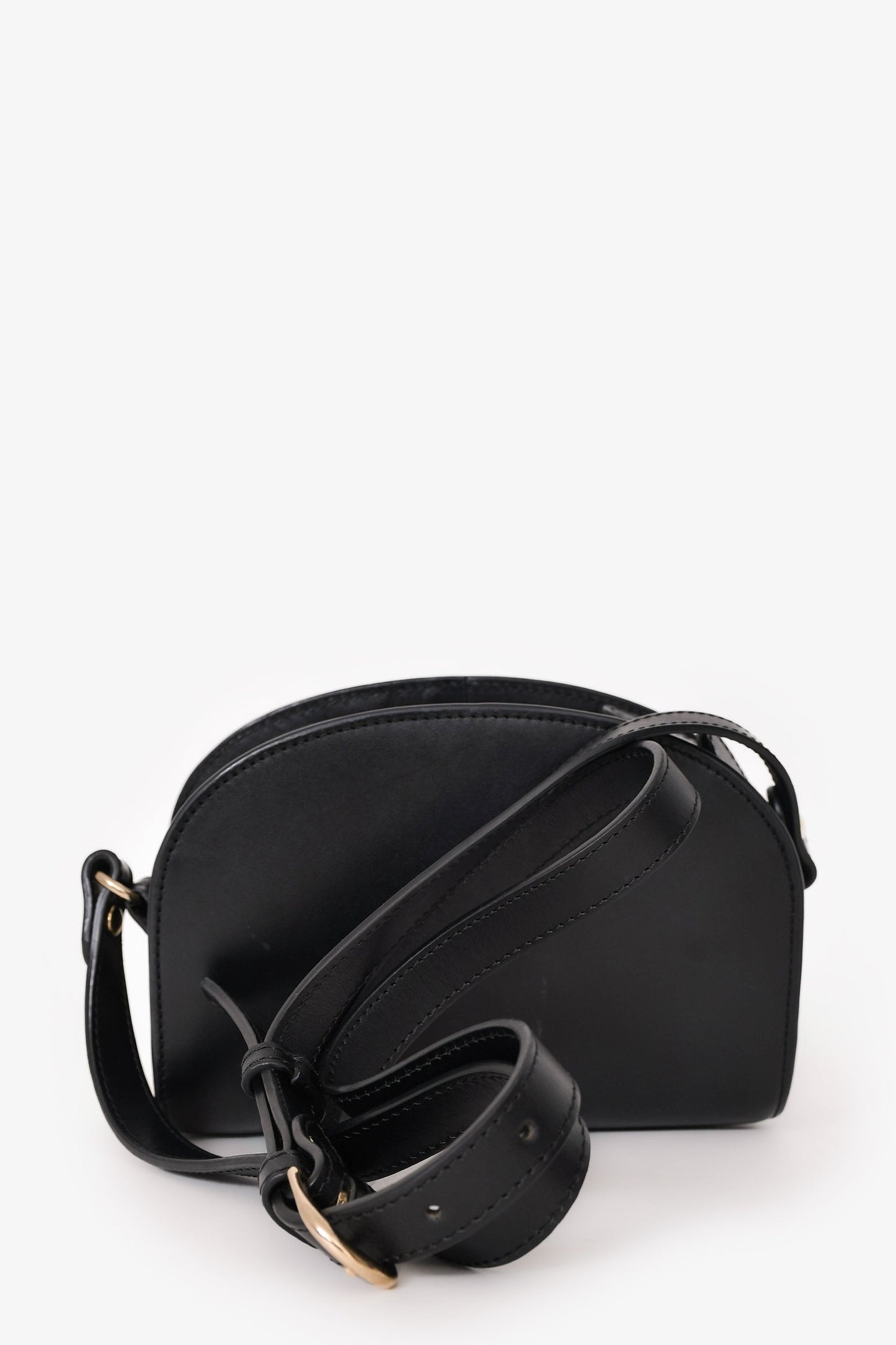 A.P.C. Black Leather Demi Lune Crossbody Bag