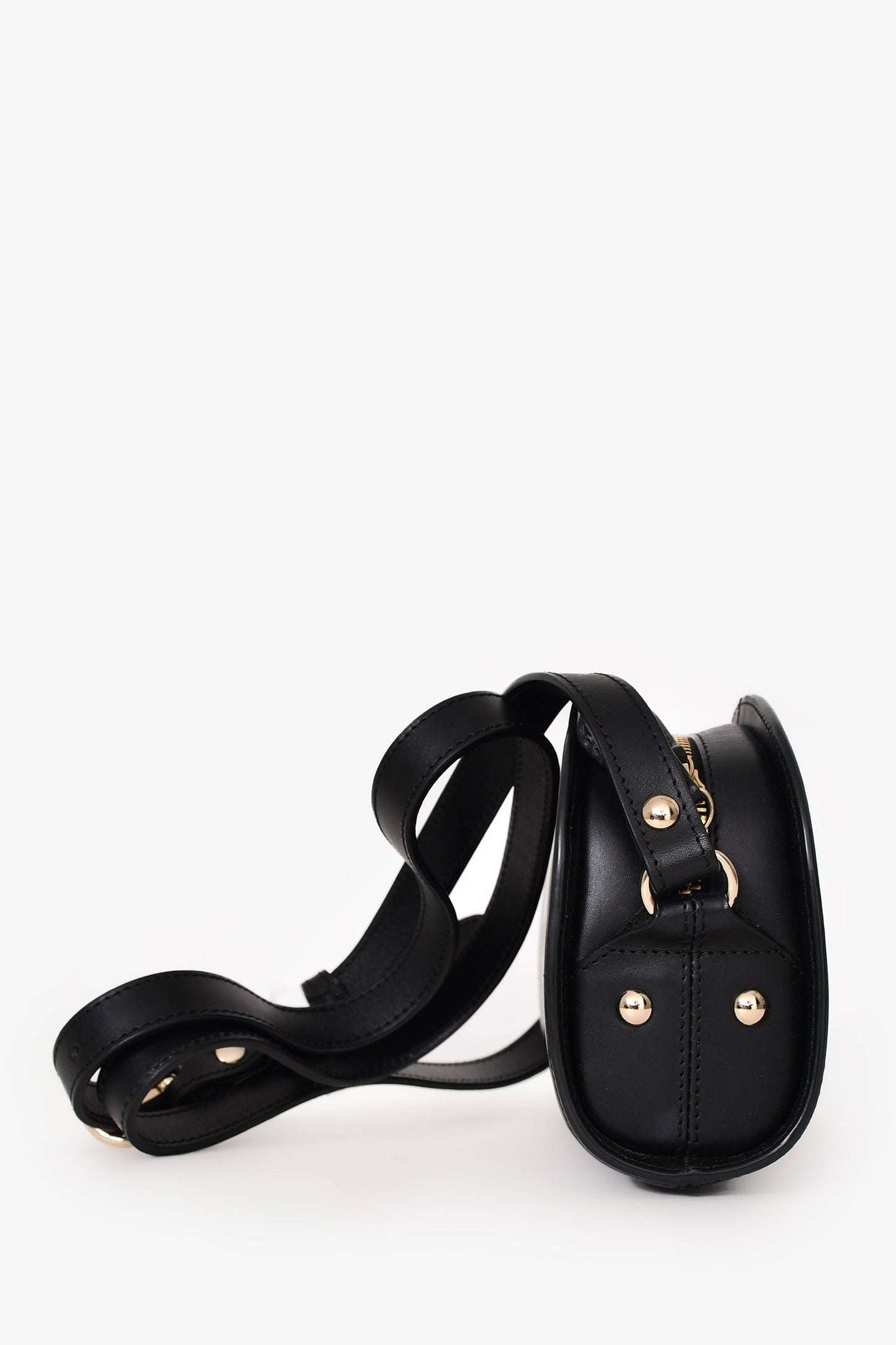 A.P.C. Black Leather Demi Lune Crossbody Bag