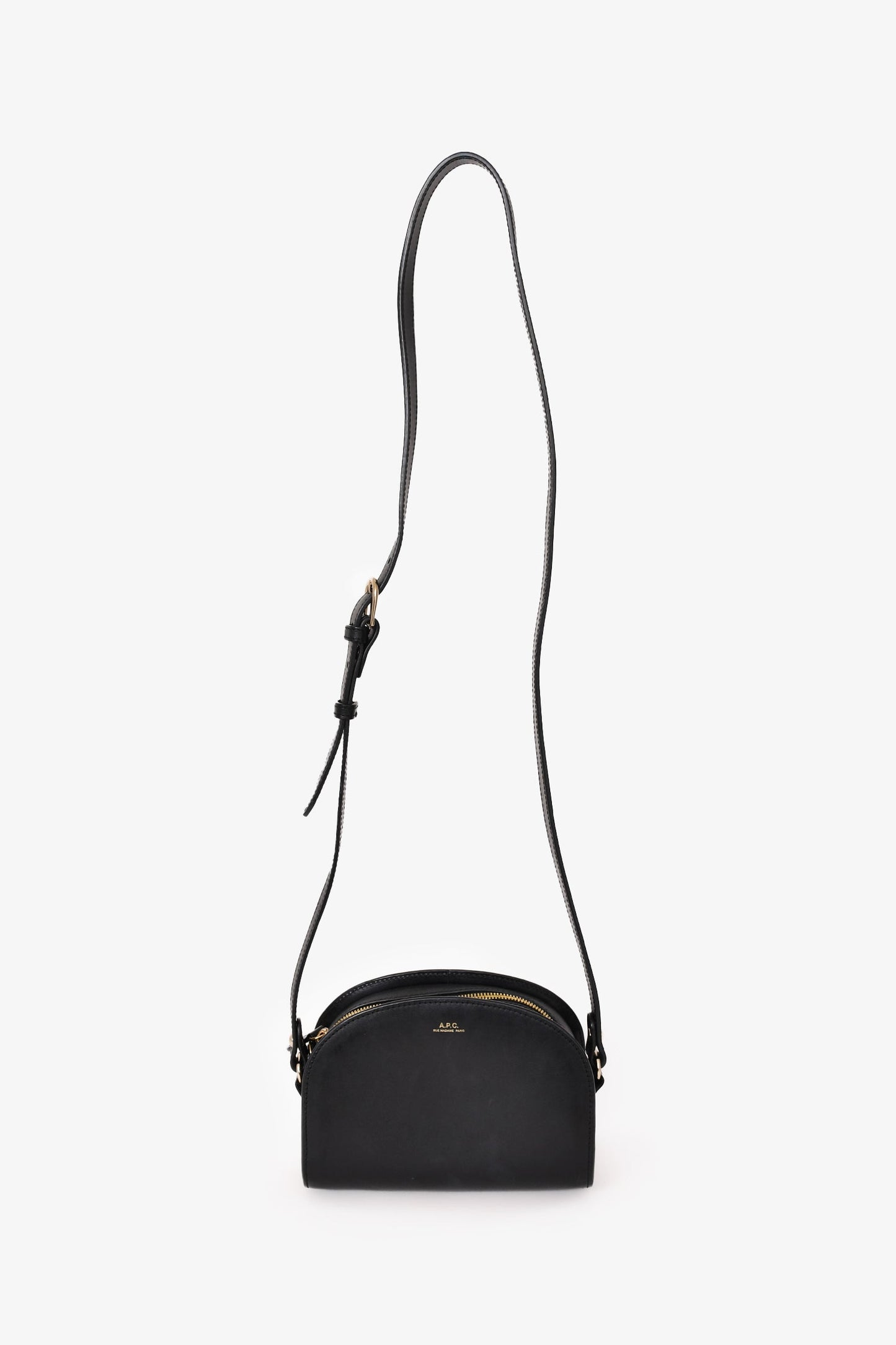 A.P.C. Black Leather Demi Lune Crossbody Bag