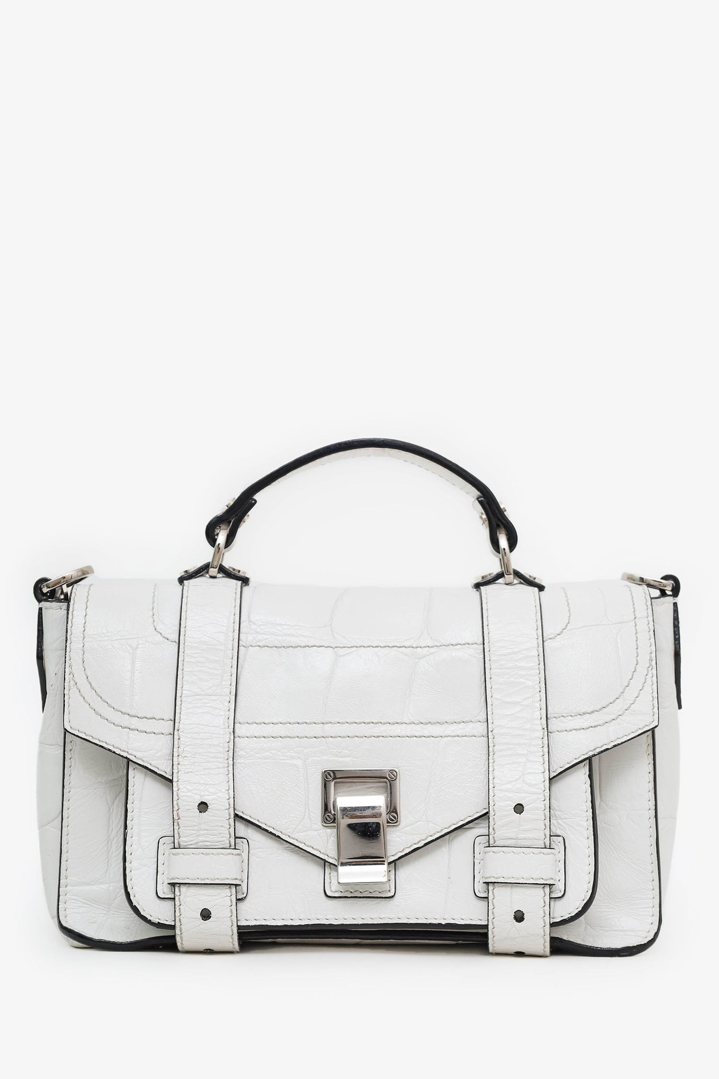 Proenza Schouler White Leather Top Handle Bag With Strap
