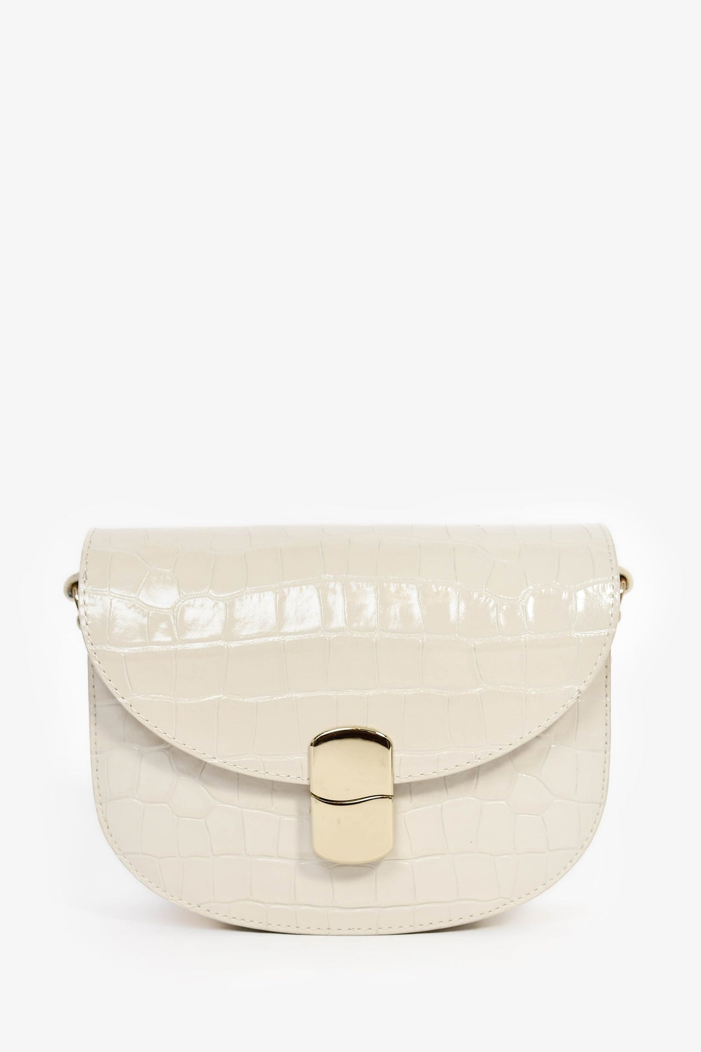 Sezane White Croc Embossed 'Claude' Crossbody Bag