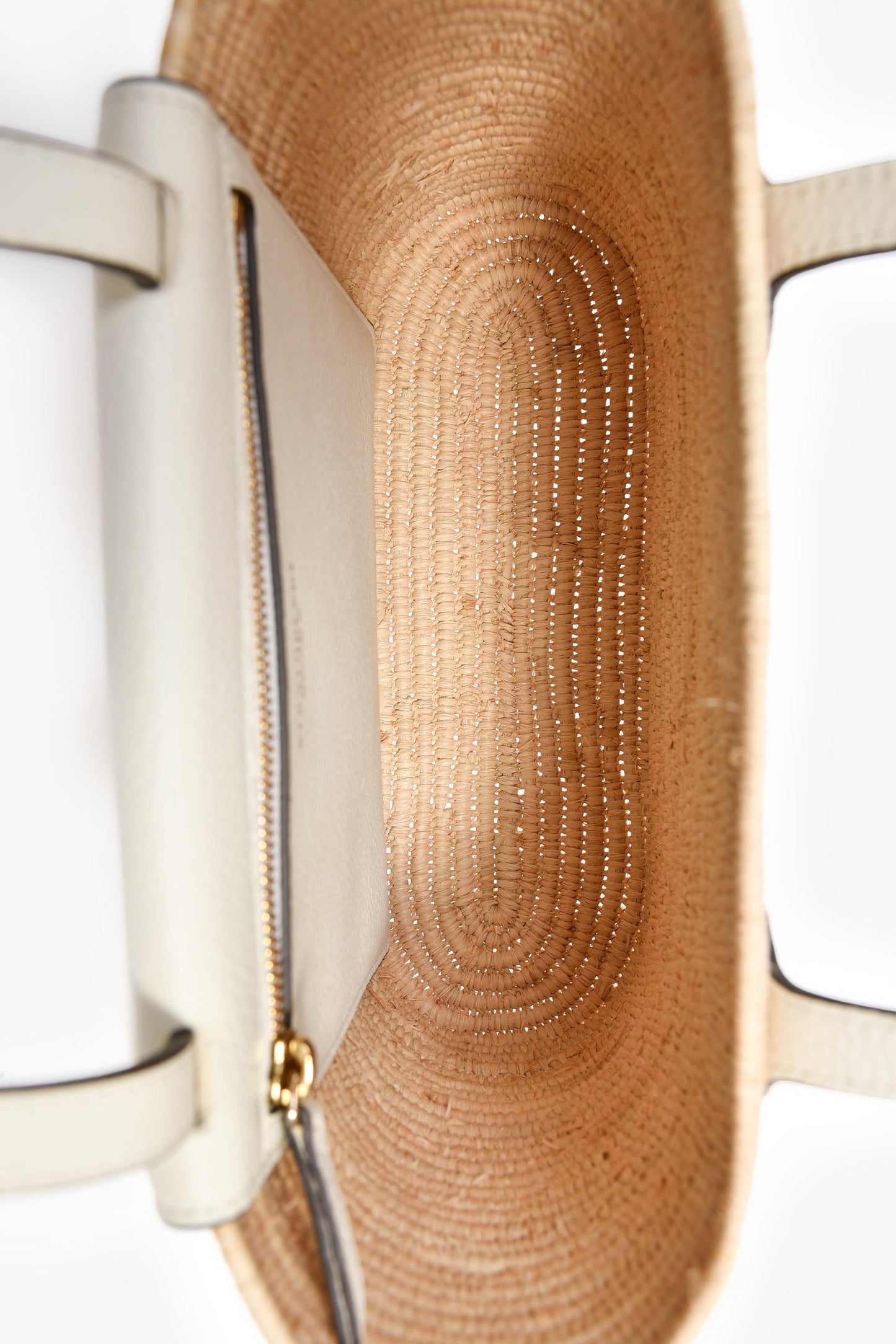 Strathberry Raffia/White Leather Small Basket Tote