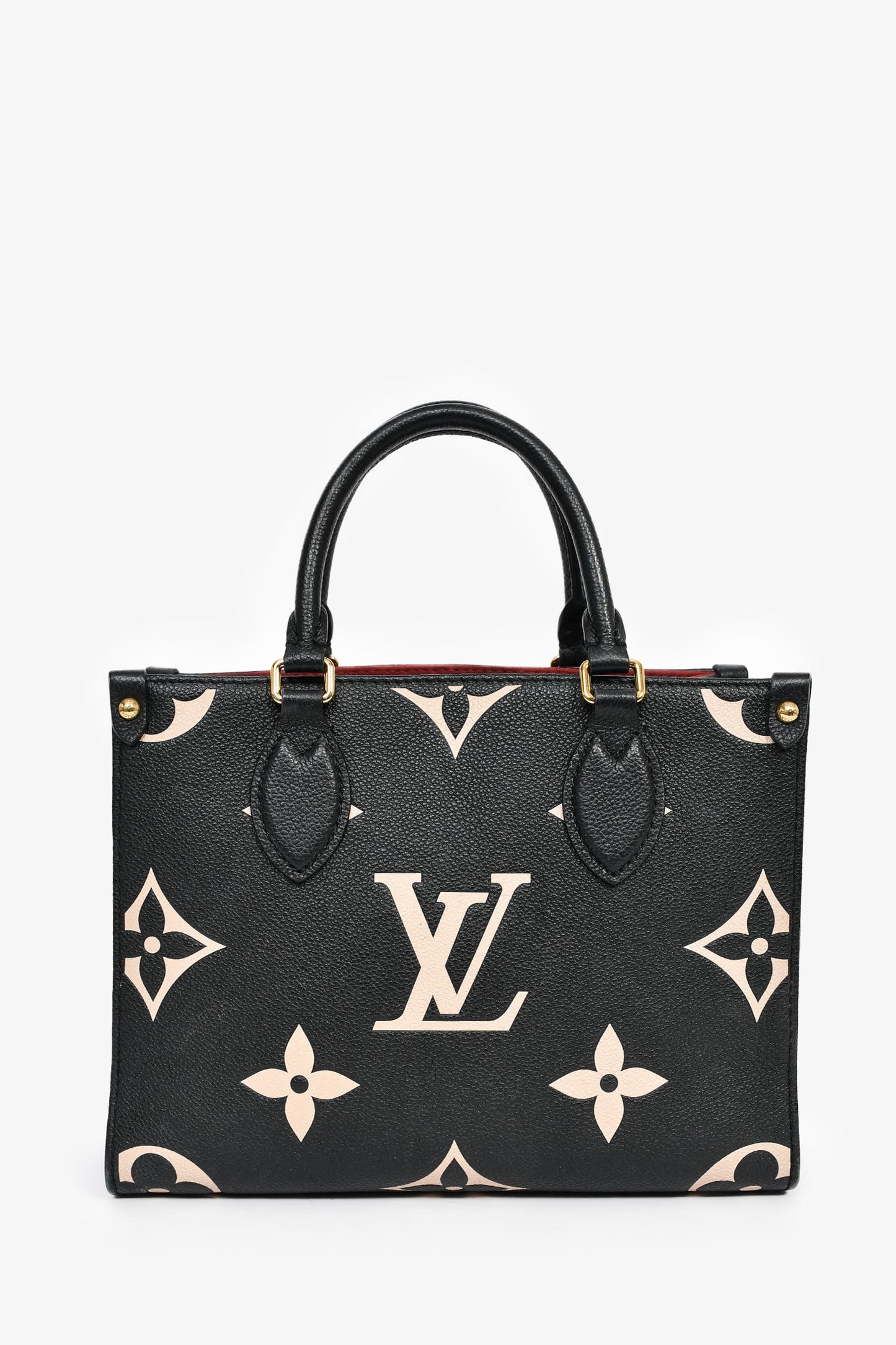 Louis Vuitton Black/Cream Monogram Bicolor Empreinte Leather 'On The Go' PM Bag With Strap
